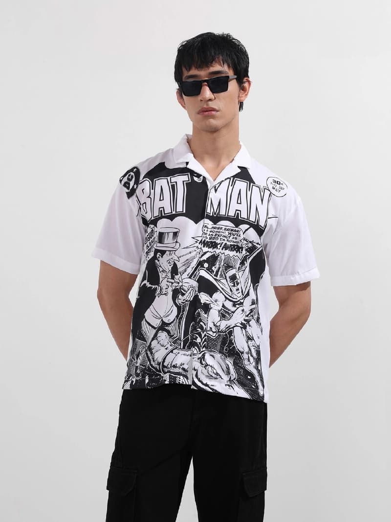 Men's Black Casual Printed Regular Fit Shirt