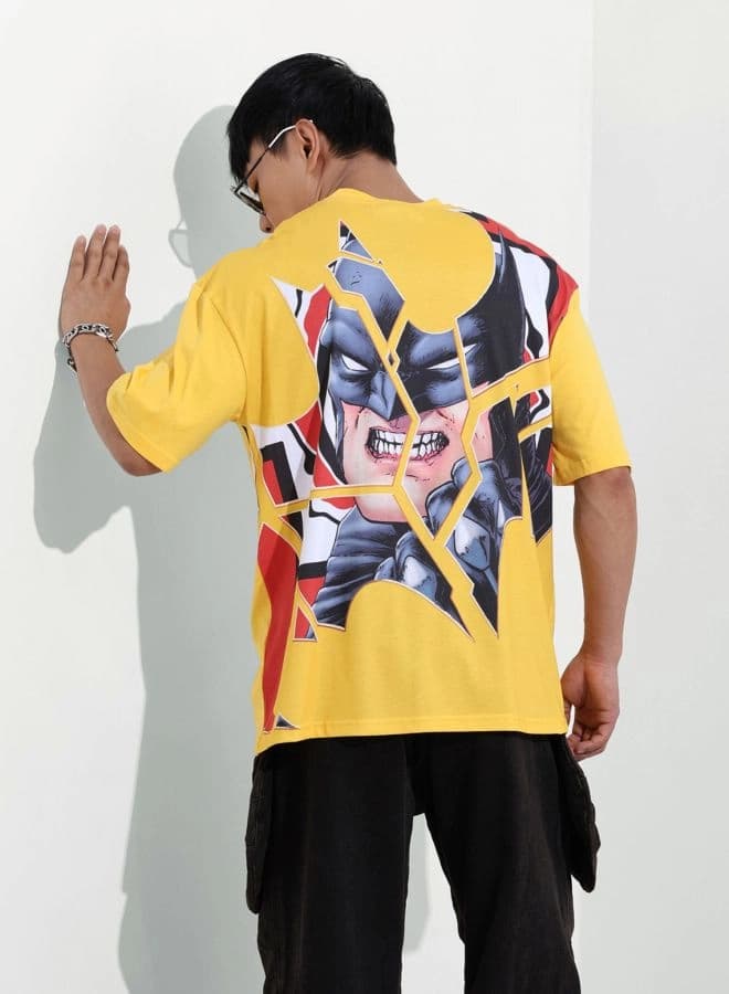 Men's Yellow Casual Printed Boxy Fit Tshirt