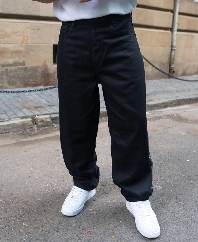 Men's Black Casual Solid Baggy Fit Jeans