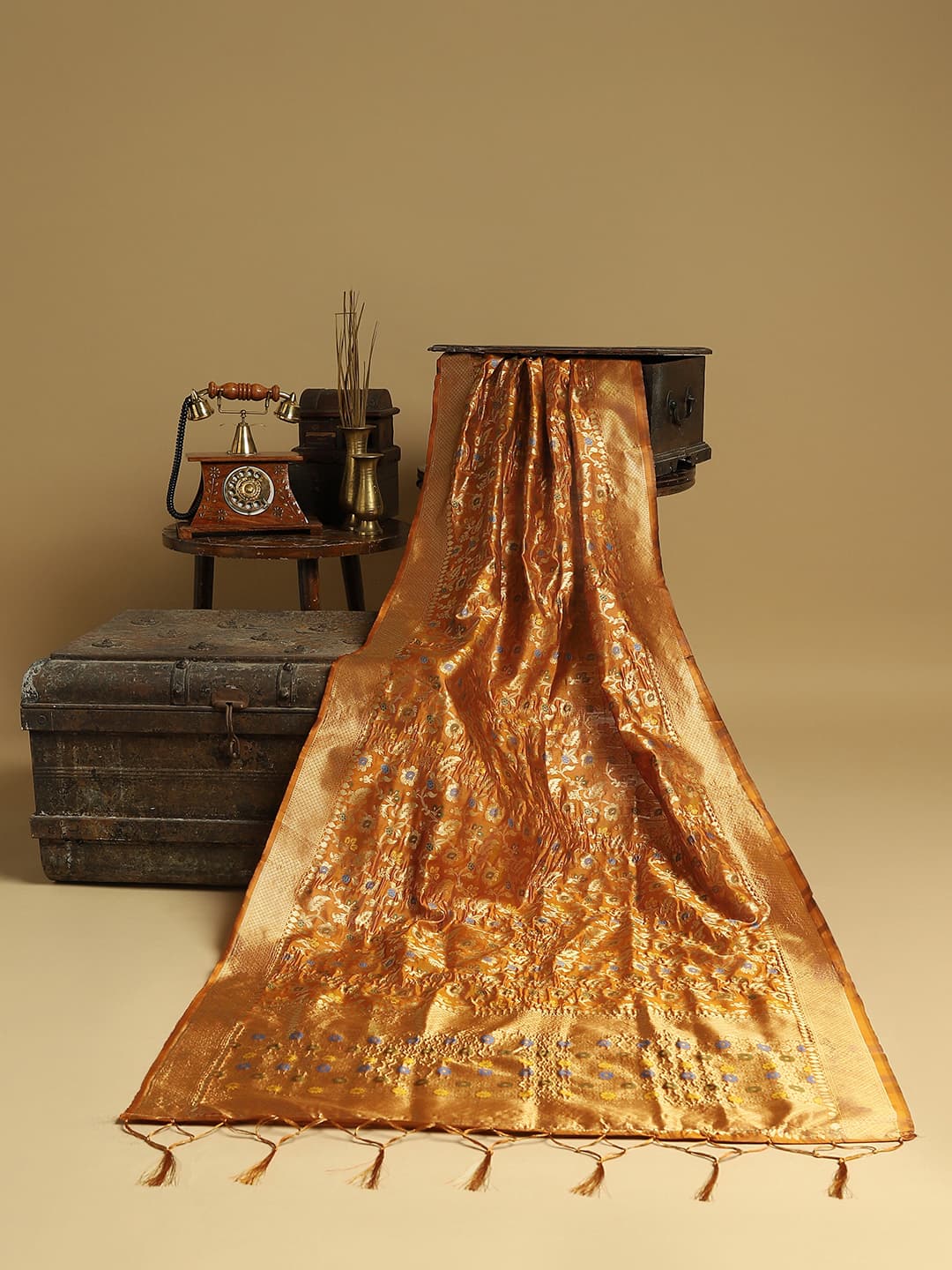 Women's Yellow Festive Printed Dupatta