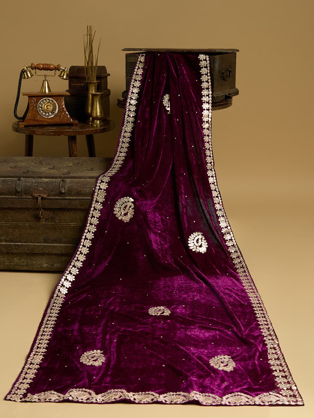 Women's Purple Festive Printed Dupatta