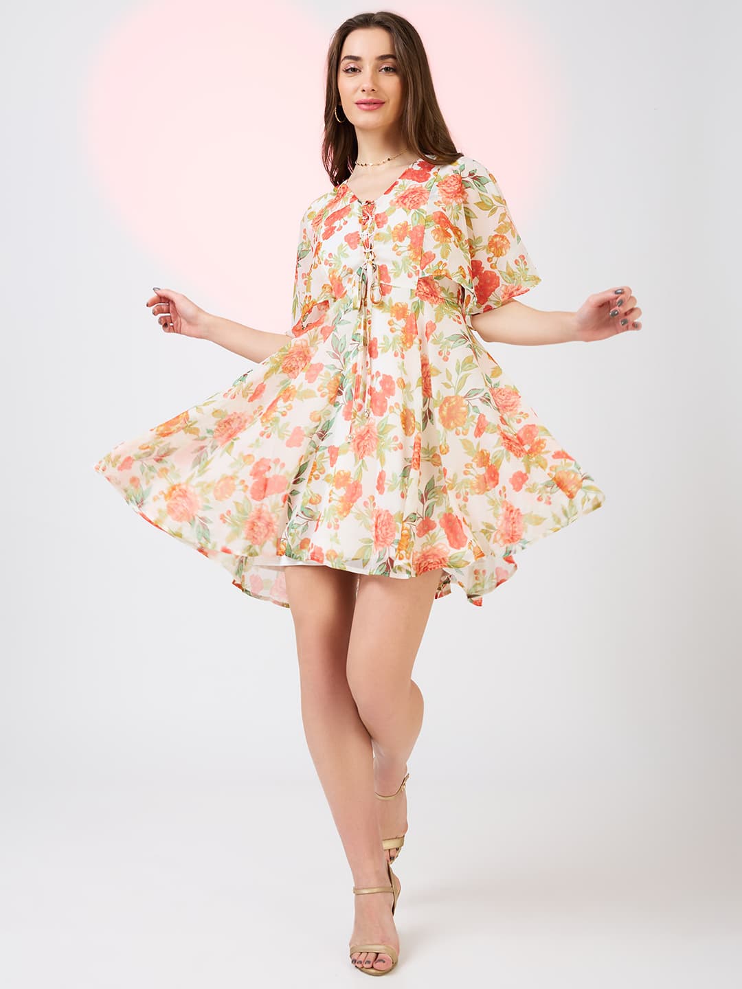 Women's White Casual Floral Dress