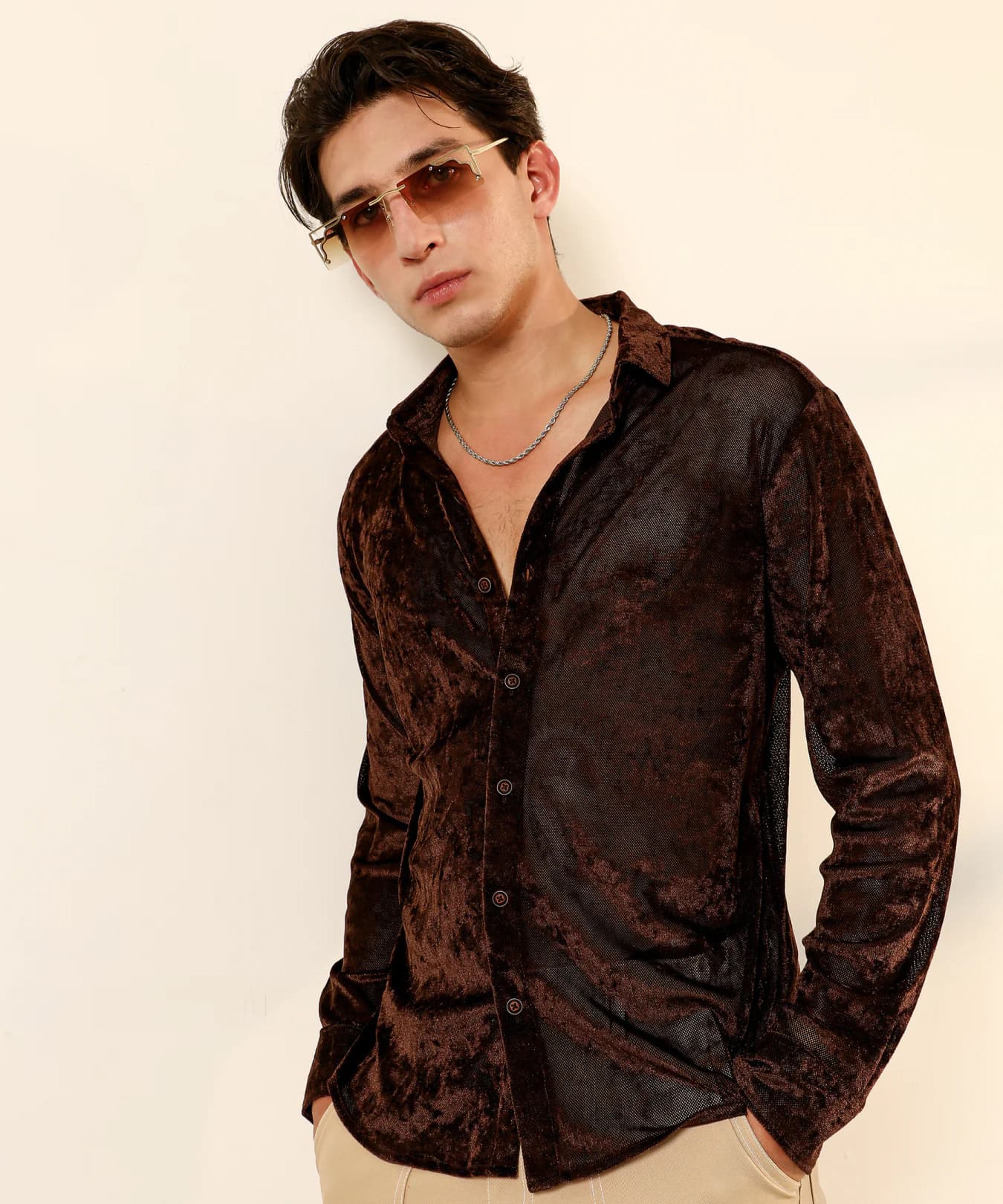 Men's Brown Casual Solid Regular Fit Shirt