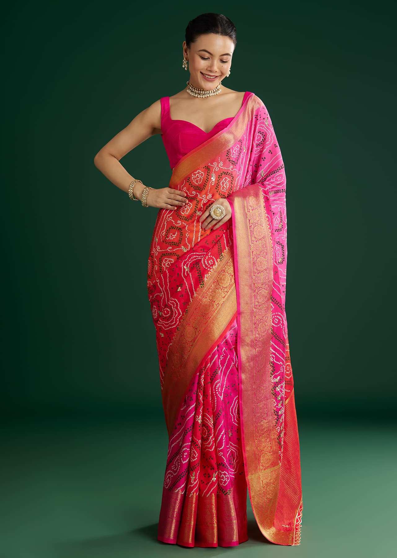 Women's Festive Pink Dola Silk Saree With Zari Woven Border