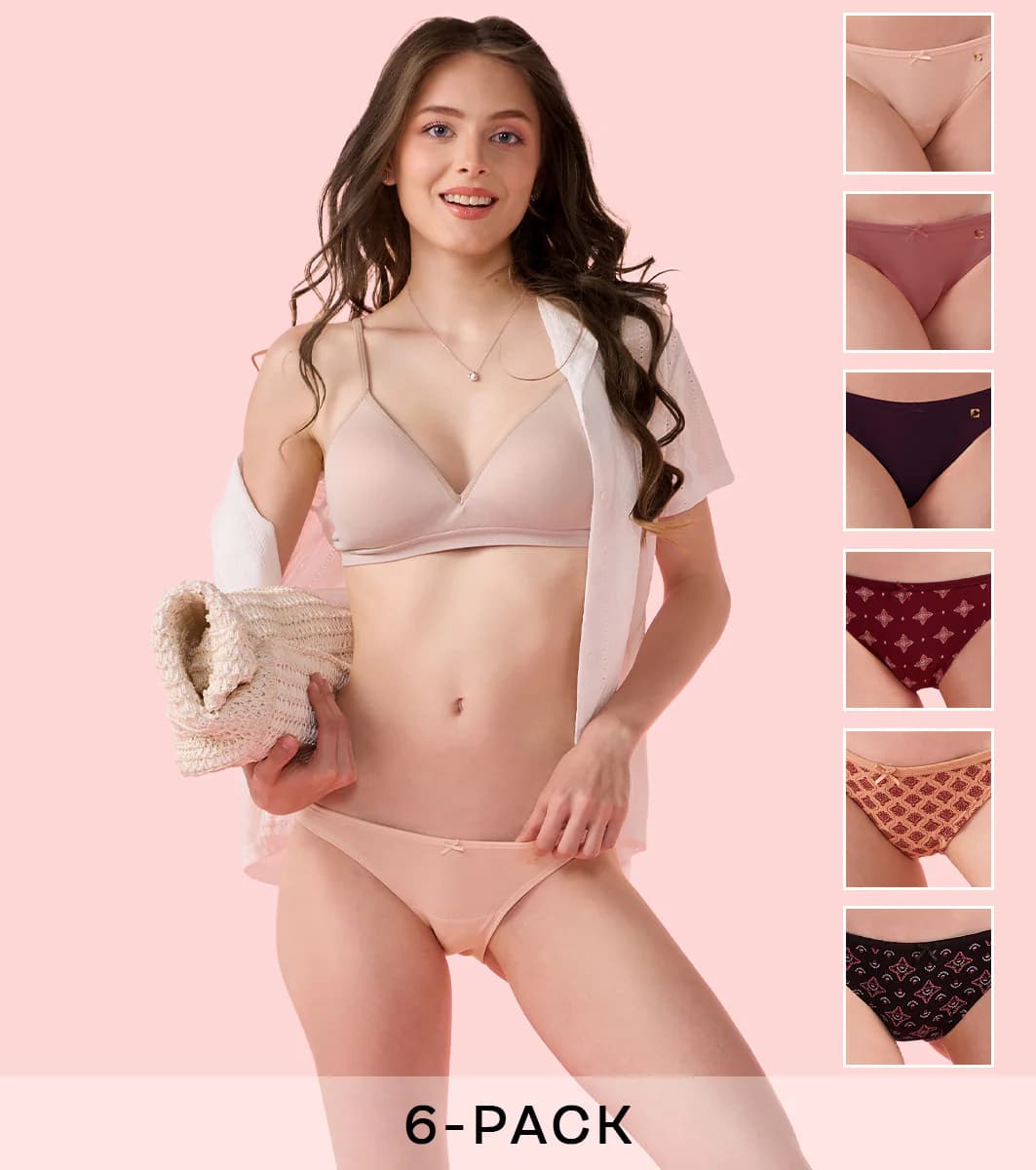 Women's Multicolor Naturally Breathable Cotton Low Rise Panty
