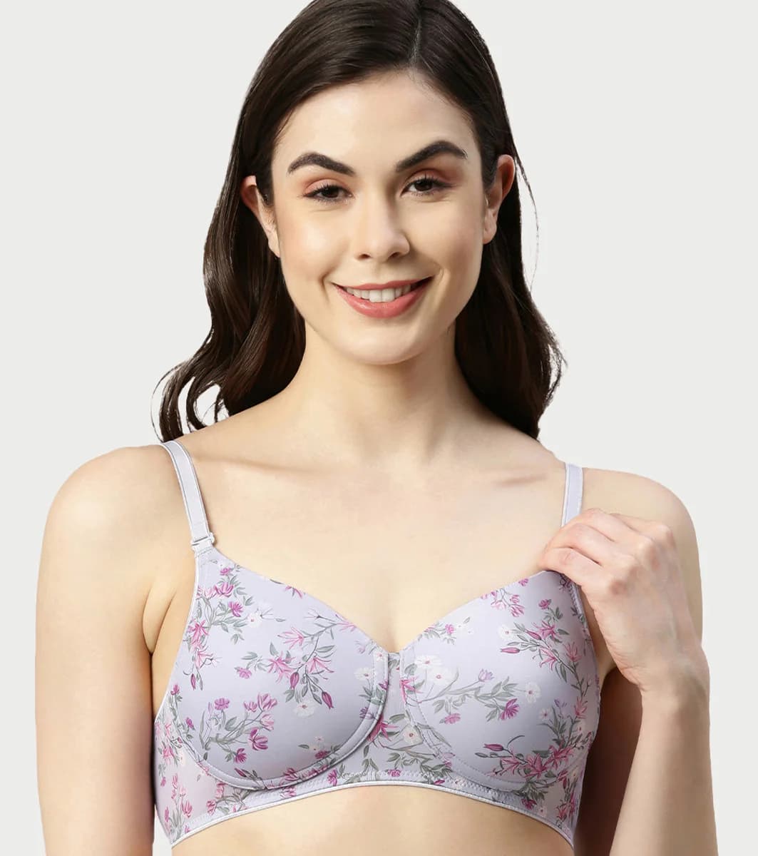 Women's Grey Perfect Lift Padded Wirefree and High Coverage Tshirt Bra