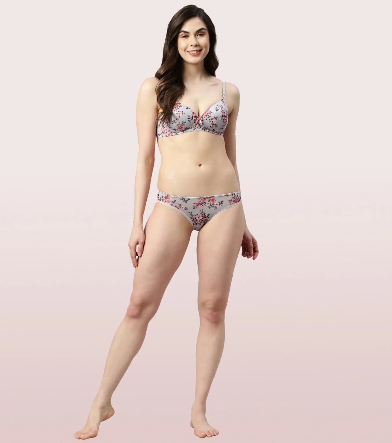Women's Grey Low Rise Co-Ordinate Panty