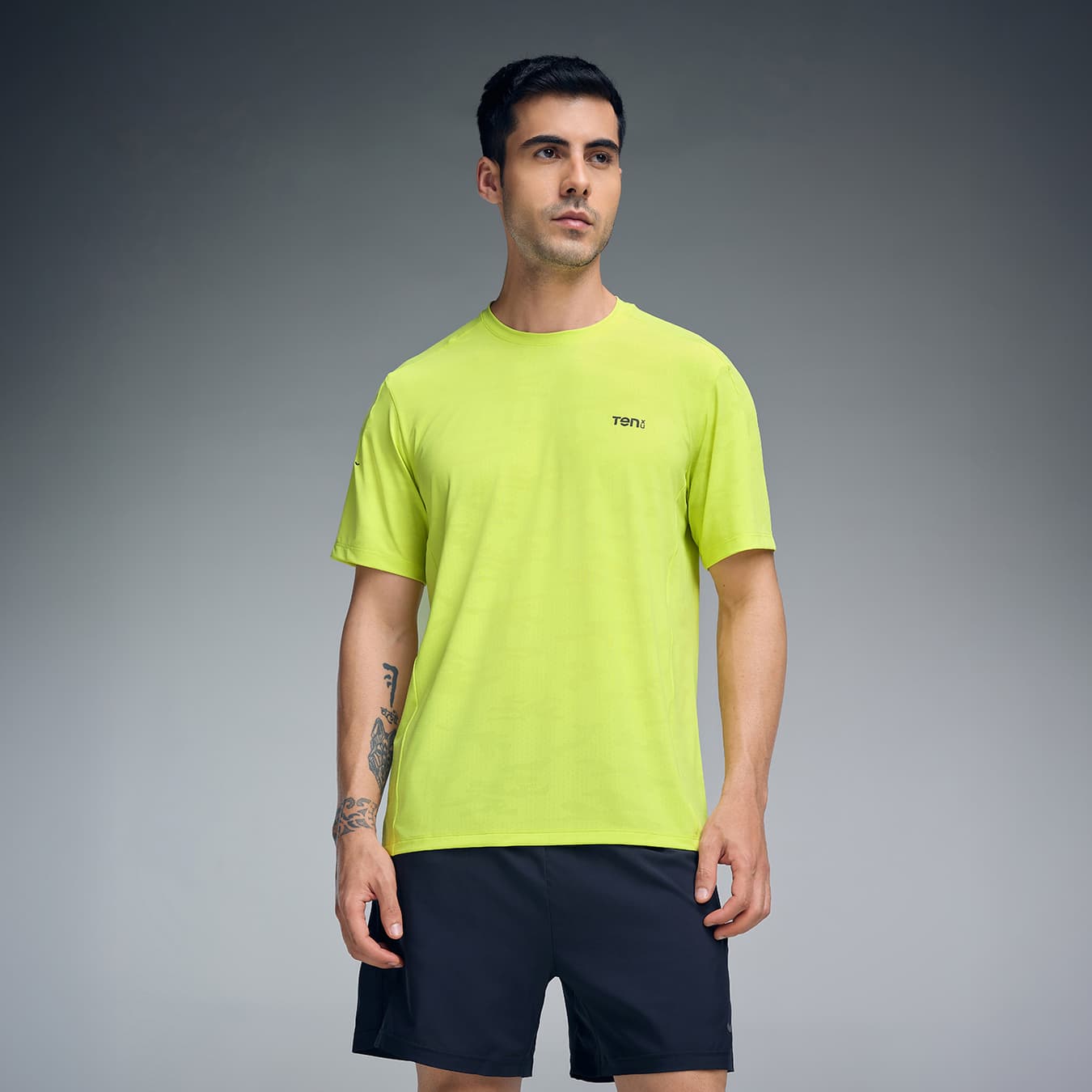 Men's Yellow Sports Solid Pull On Round Neck Half Sleeves Tshirt