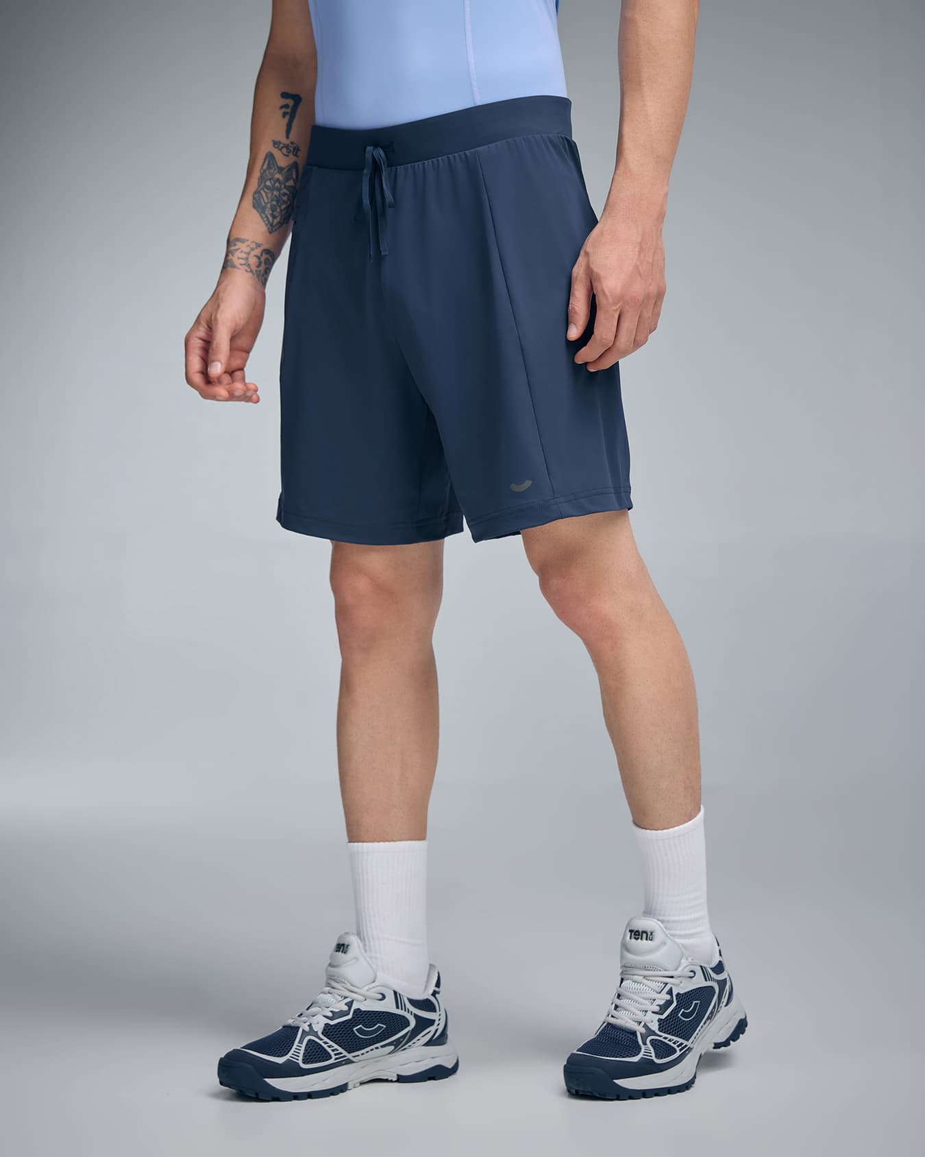 Men's Blue Casual Solid Elasticated Shorts
