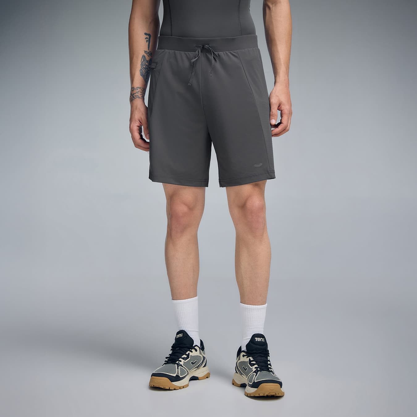 Men's Grey Casual Solid Elasticated Shorts