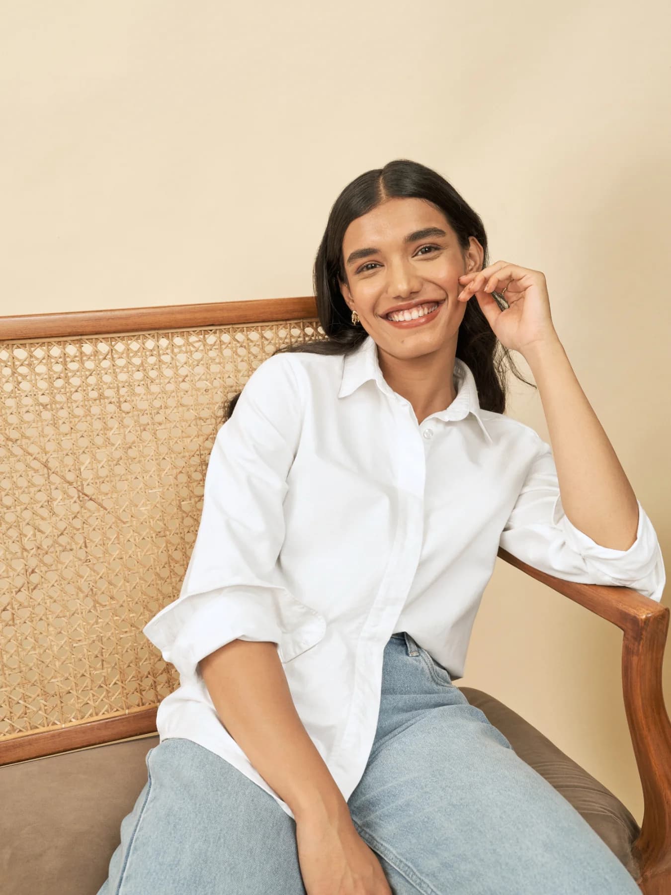Women's White Solid Casual Shirt