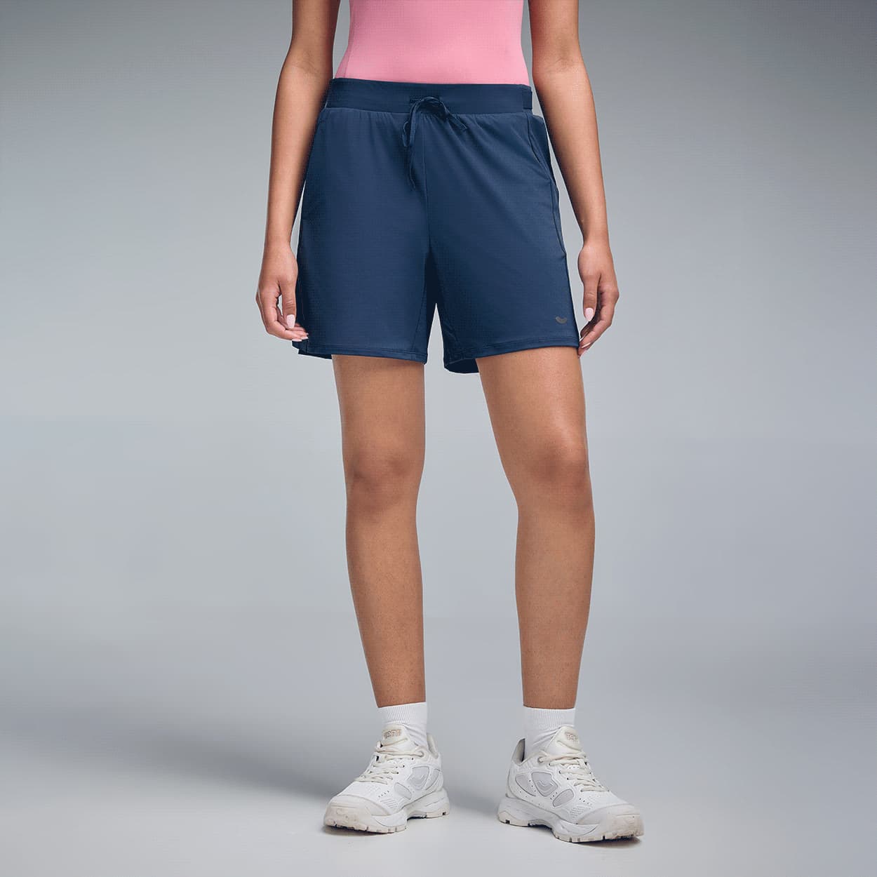 Women Blue Sports Solid Shorts