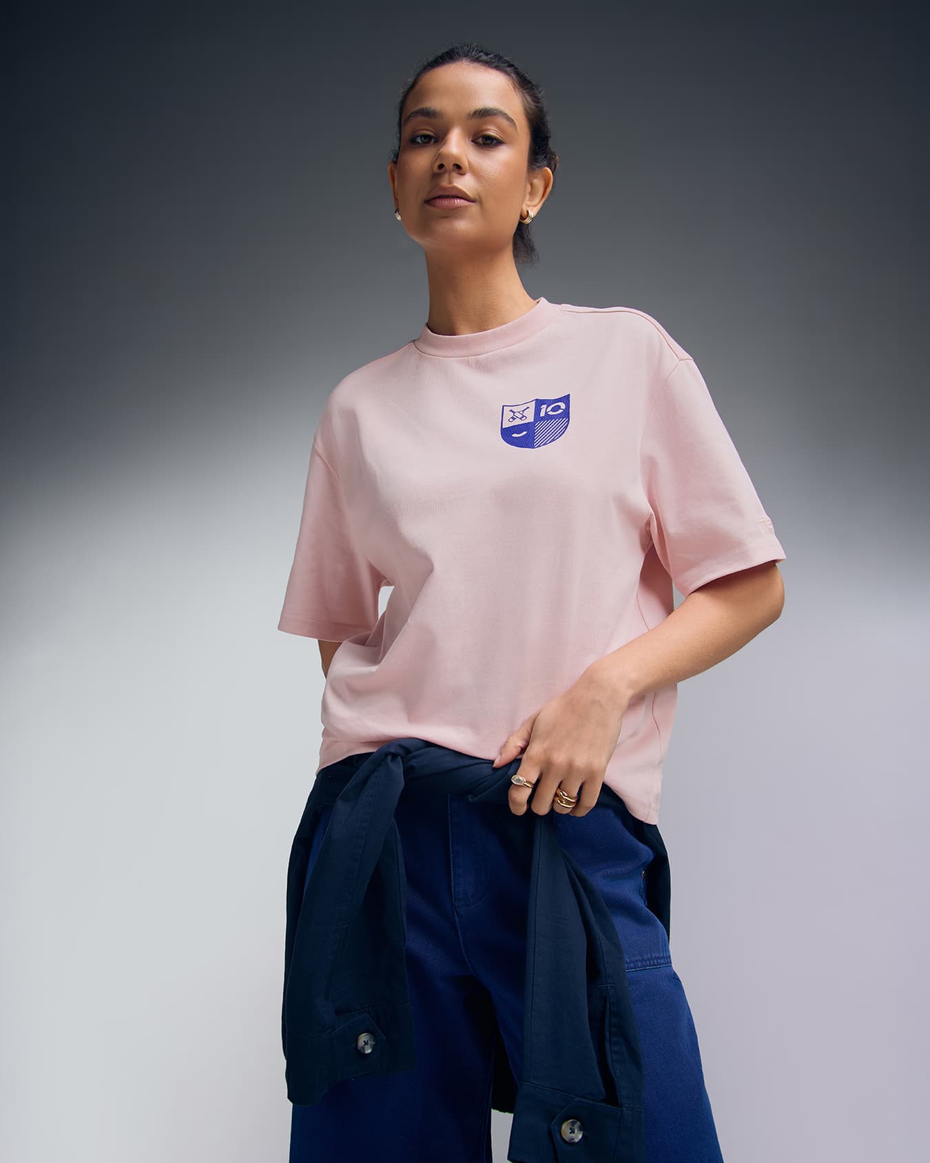 Women's Pink Casual Oversized Fit Solid Half Sleeves Tshirt