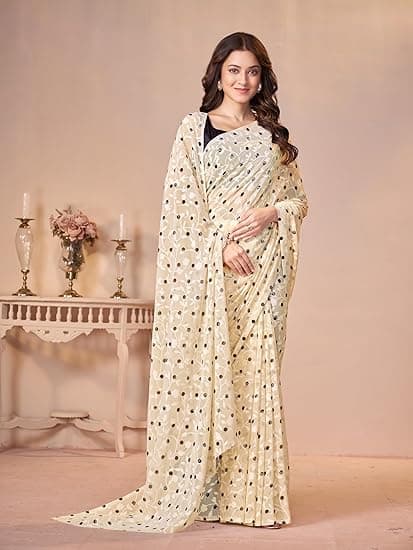Women's Beige Festive Floral Saree