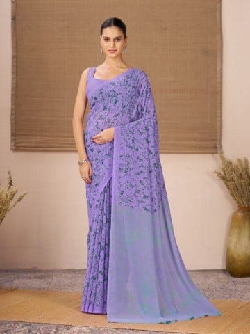 Women's Purple Festive Floral Saree