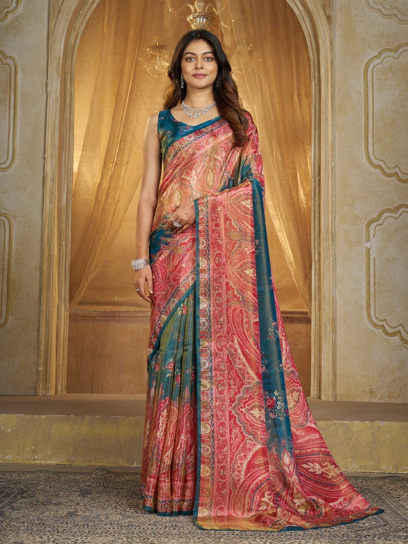 Women's Multicolor Festive Floral Saree