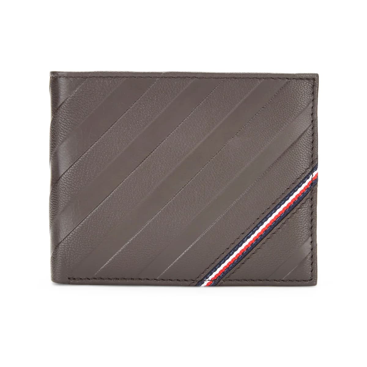 Men's Brown Two Fold Wallet Casual Leather Textured Bradyn Passcase Wallet (11.5X2.5X9.5) Cm