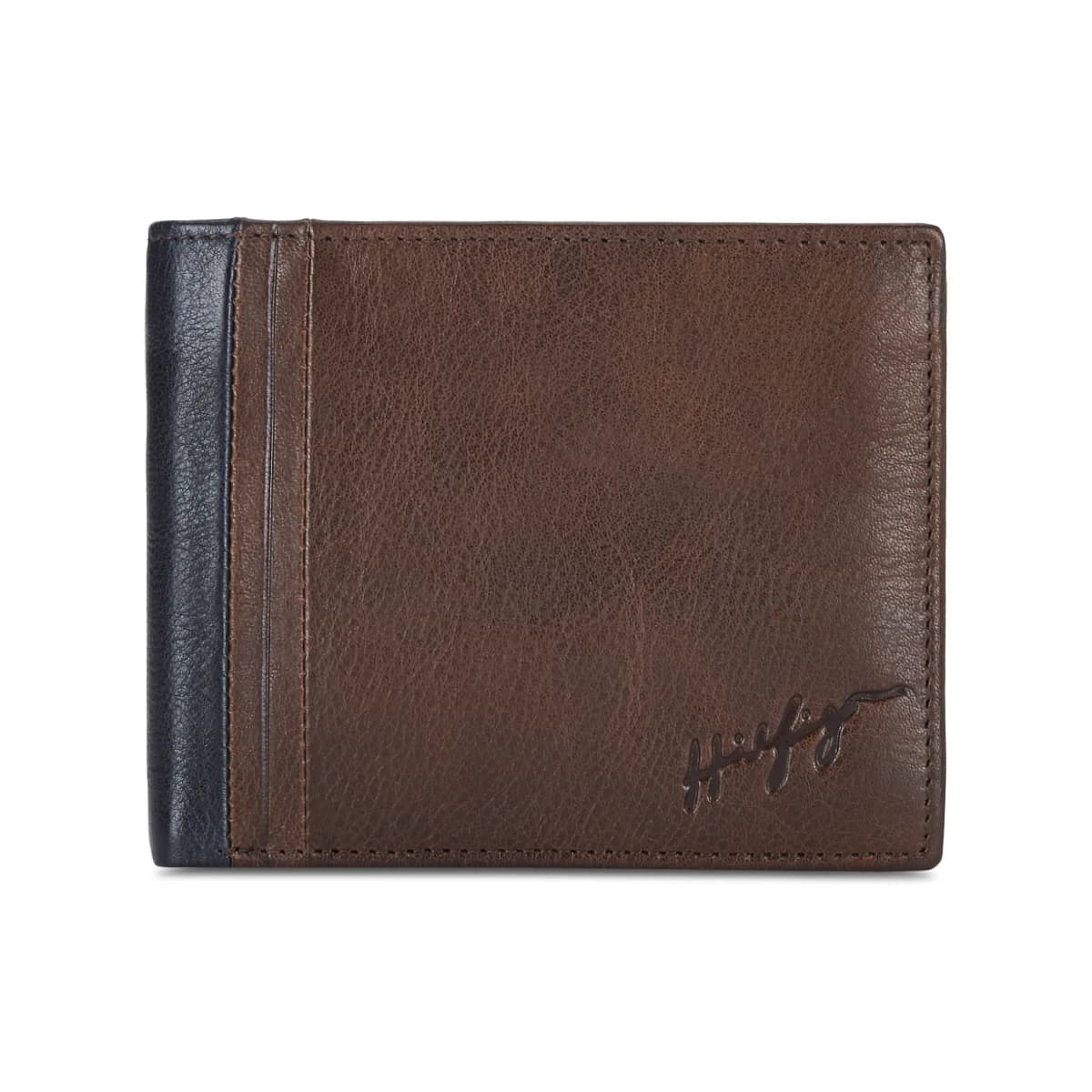 Men's Brown Two Fold Wallet Casual Leather Textured Brennen Global Coin Wallet (L 11.5Cm X W 2Cm X H 9.5) Cm