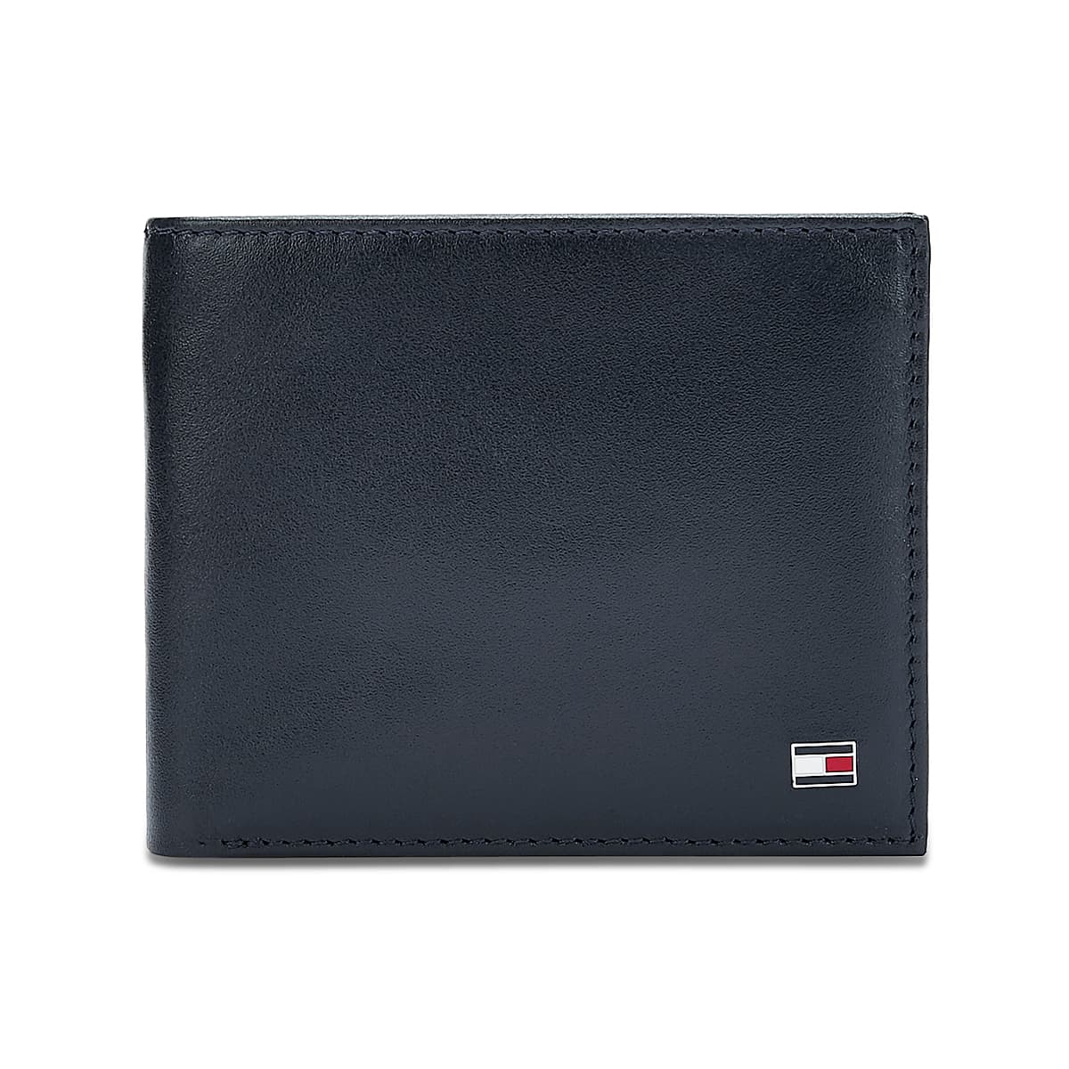 Men's Navy Two Fold Wallet Formal Leather Solid Elkhom Global Coin Wallet (11.5X2X9.5) Cm