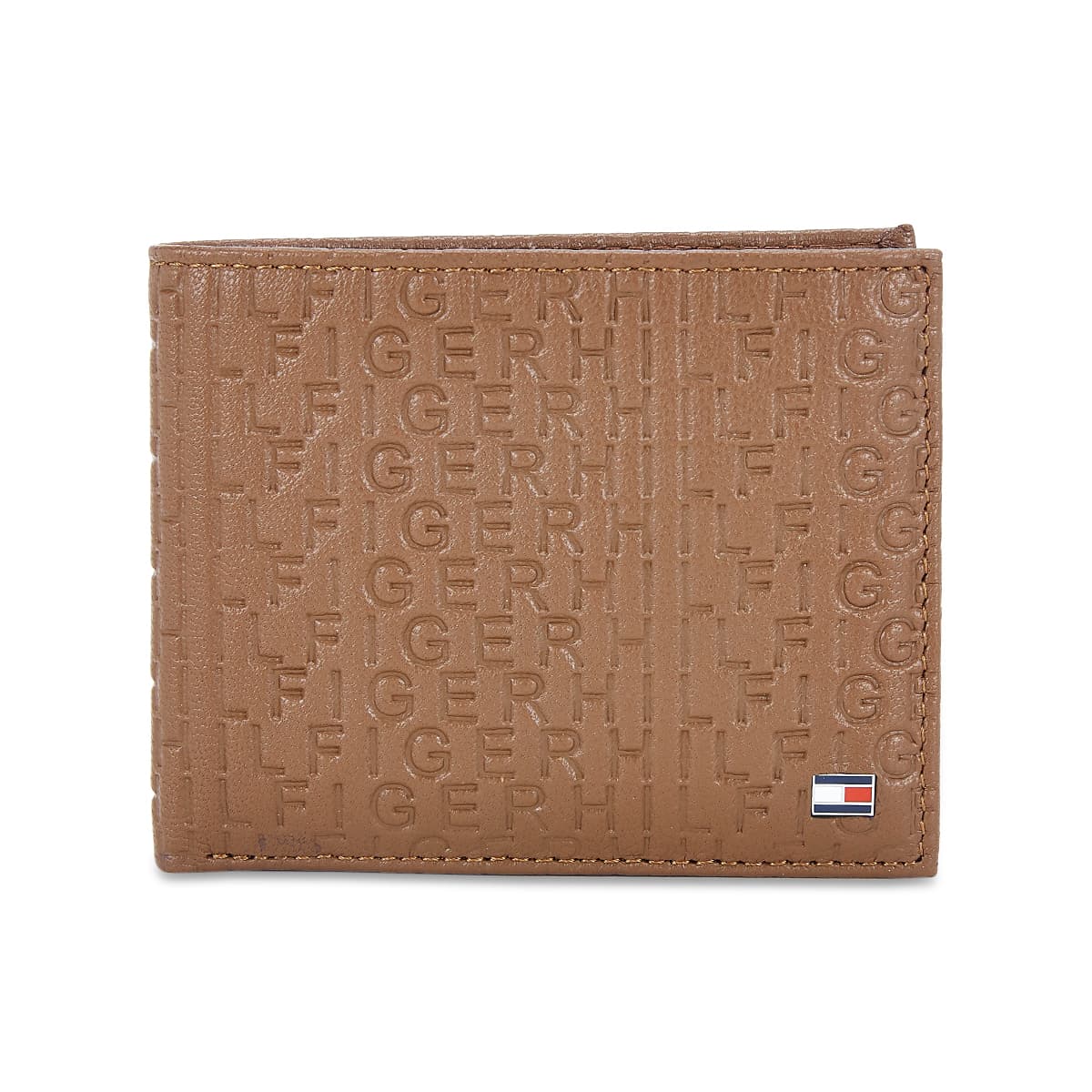 Men's Tan Two Fold Wallet Casual Leather Textured Erik Passcase Wallet (11.5X2.5X9.5) Cm