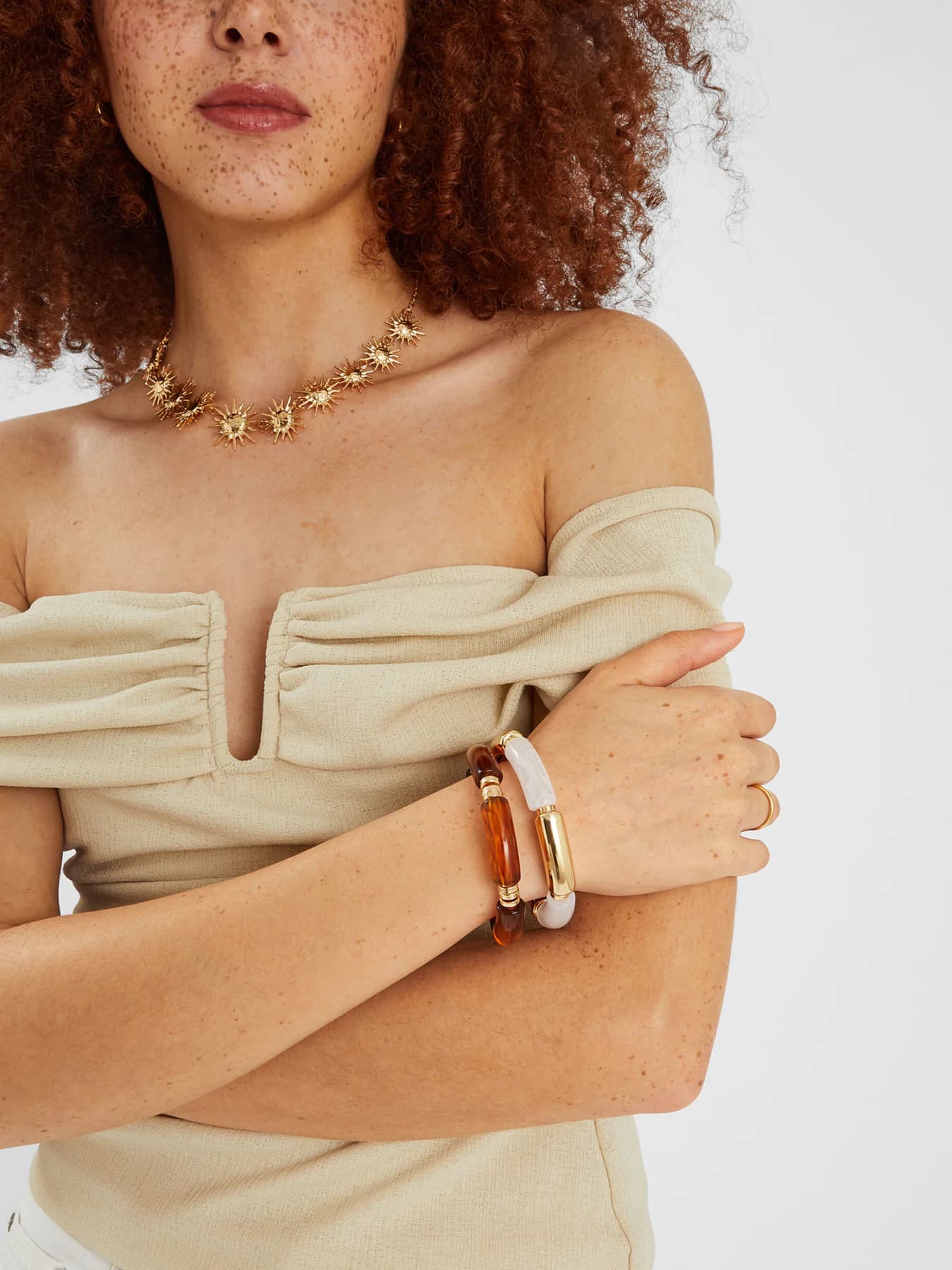 Women's Chunky Multi Resin Stretch Bracelets Pack-2