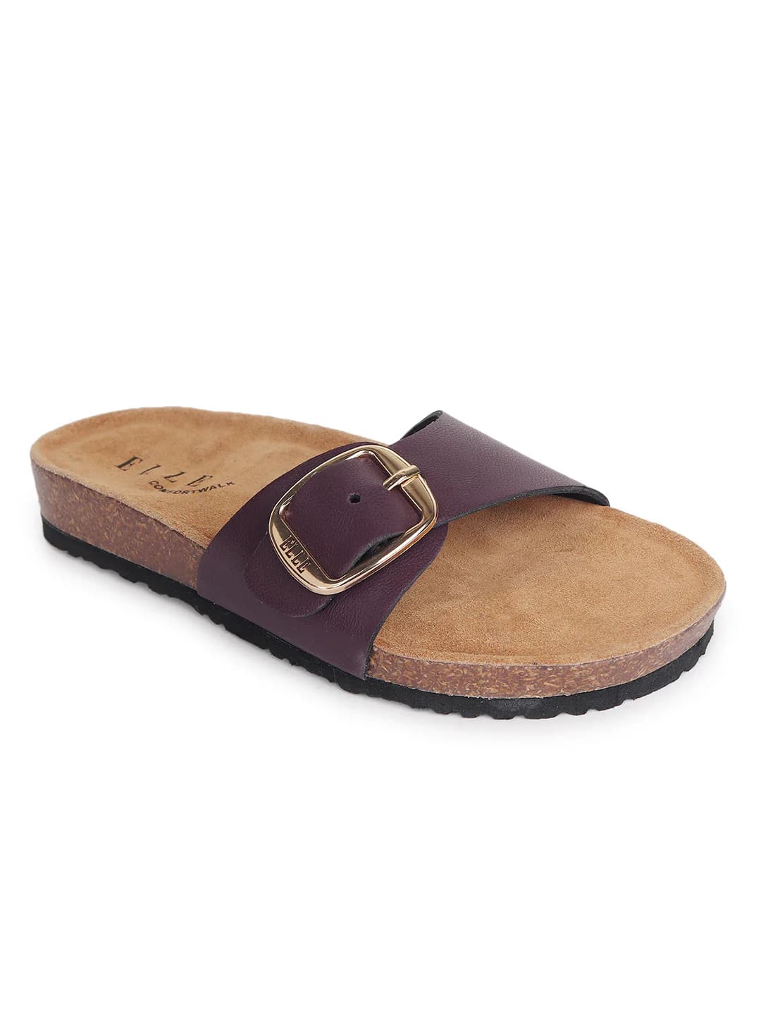 Women's Red Bold Buckle Comfort Slide Sandal