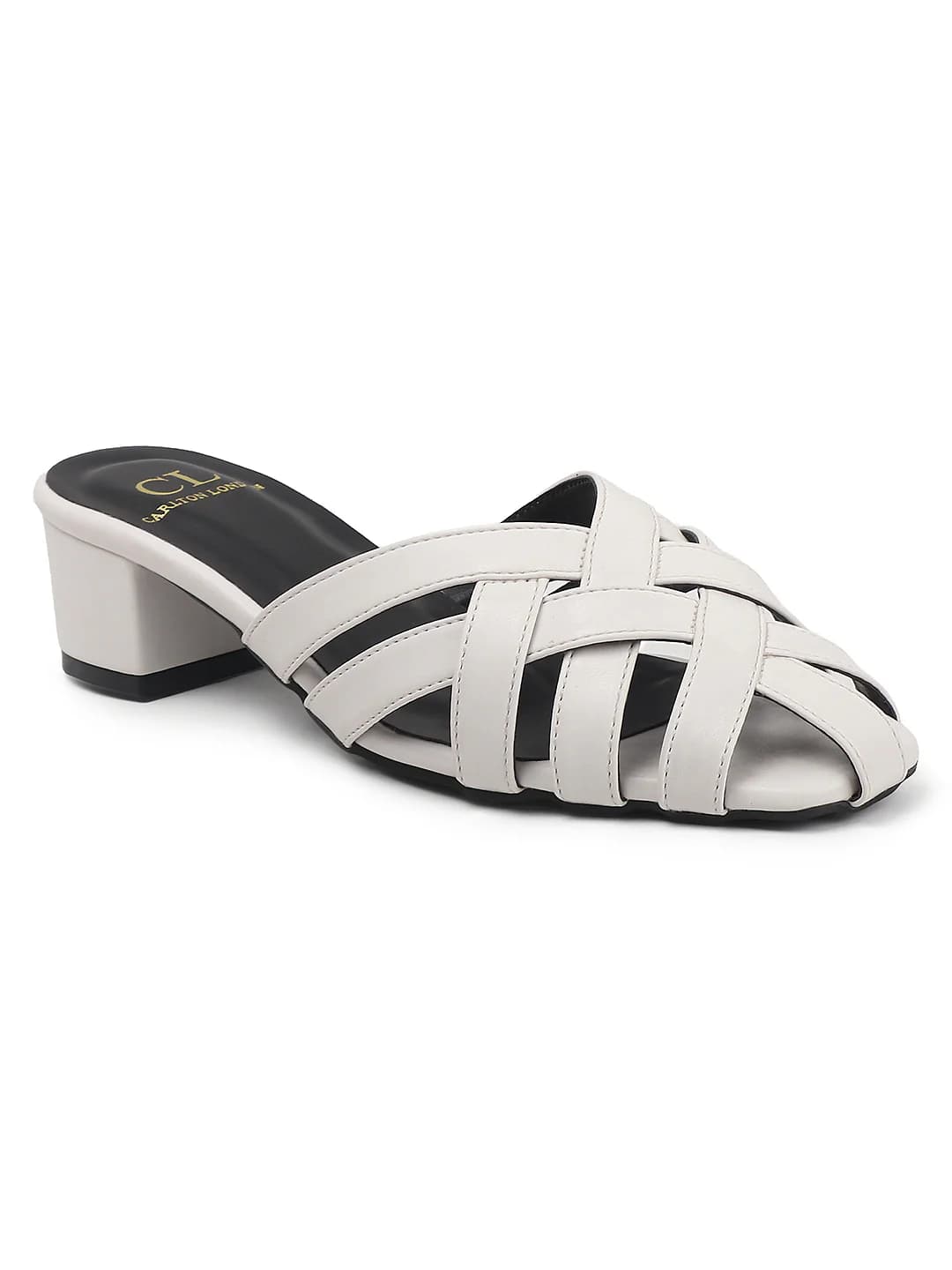 Women's White Block Heels Sandals