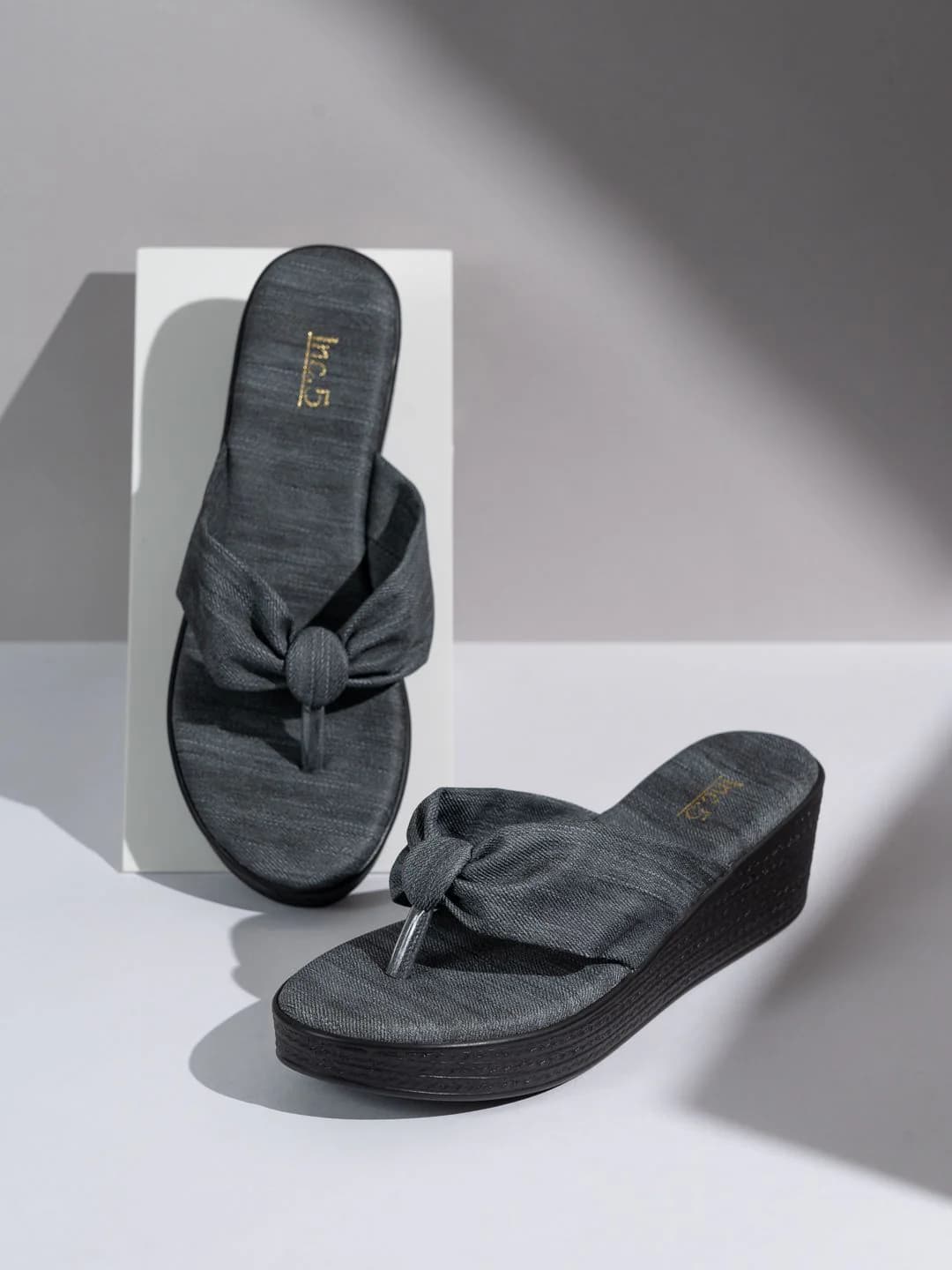 Women's Black Casual Synthetic Wedge Heel Wedges Sandals