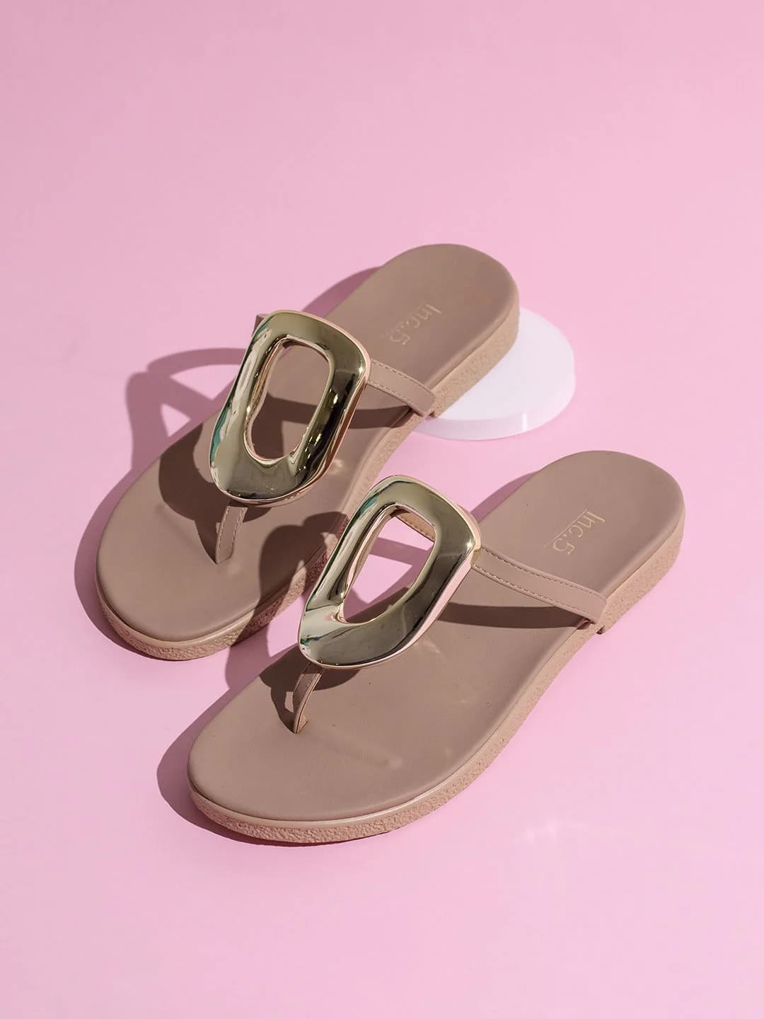 Women's Chikoo Casual Synthetic Flat Slip-Ons Sandals