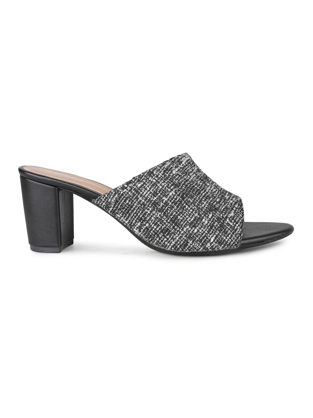 Women's Black Casual Synthetic Block Heel Slip-Ons Sandals