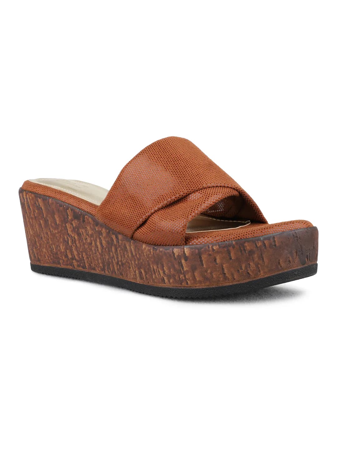 Women's Tan Casual Synthetic Wedge Heel Wedges Sandals