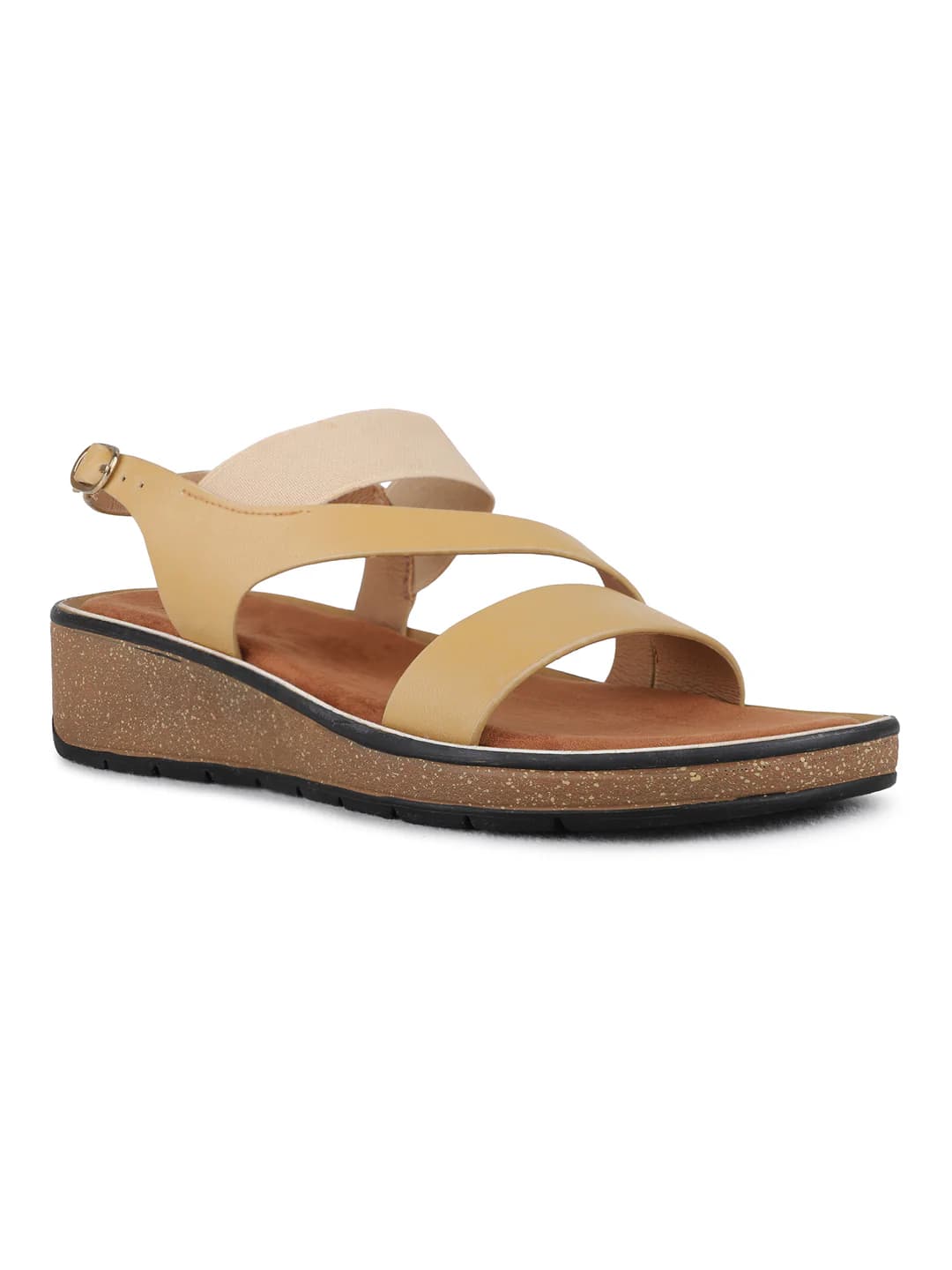 Women's Beige Casual Synthetic Wedge Heel Wedges Sandals