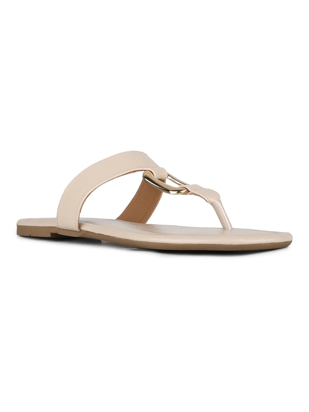 Women's Beige Casual Synthetic Flat Slip-Ons Sandals