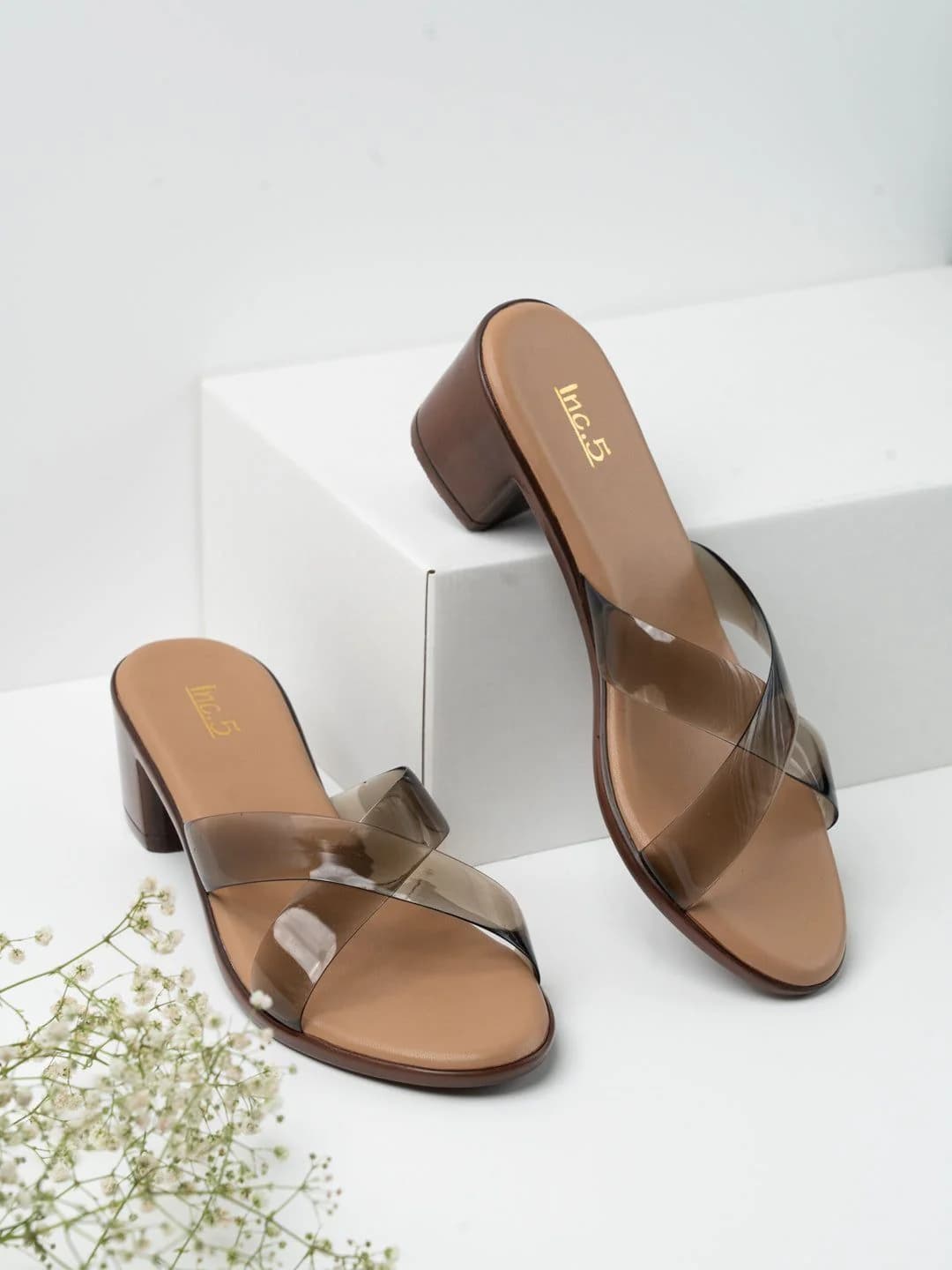 Women's Black Casual Synthetic Block Heel Slip-Ons Sandals