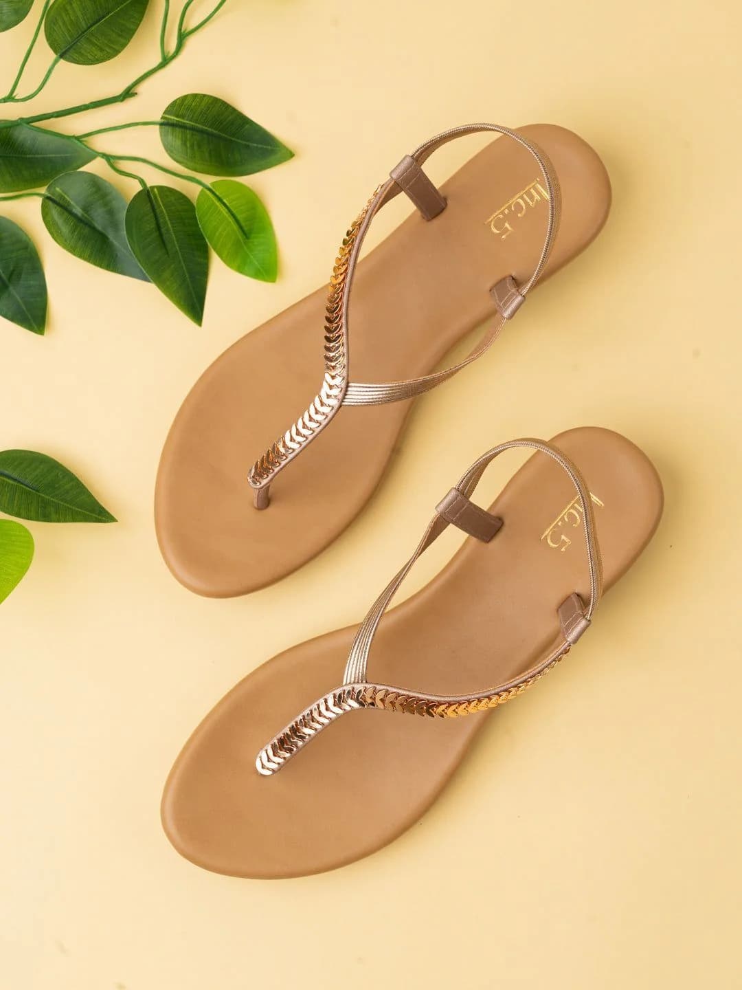 Women's Rose Gold Casual Synthetic Wedge Heel Slip-Ons Sandals