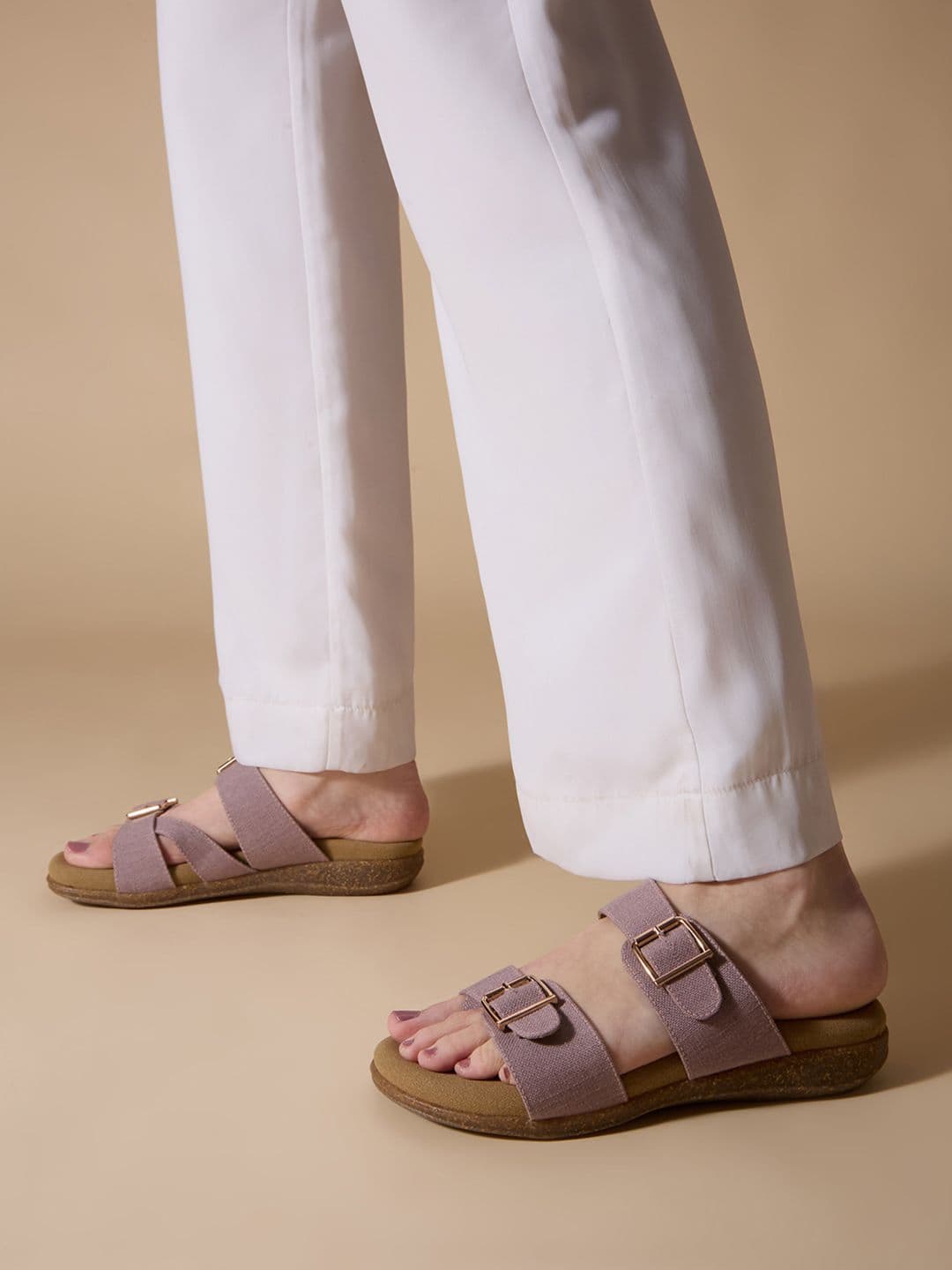 Women's Lilac Casual Synthetic Flat Slip-Ons Sandals