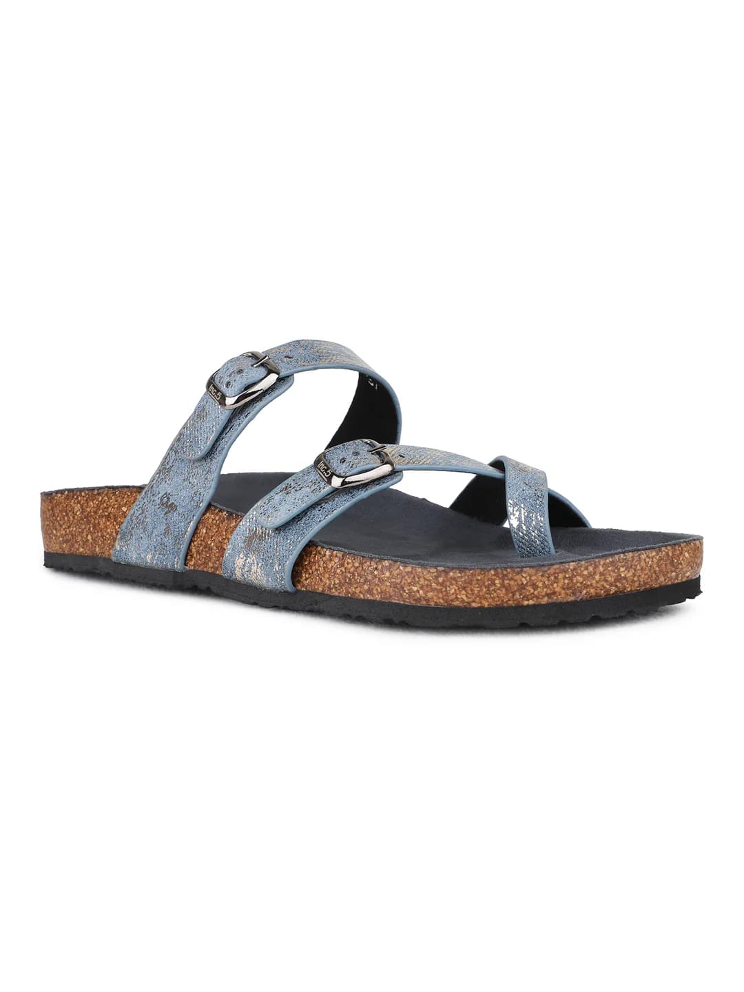 Women's Blue Casual Synthetic Flat Slip-Ons Sandals
