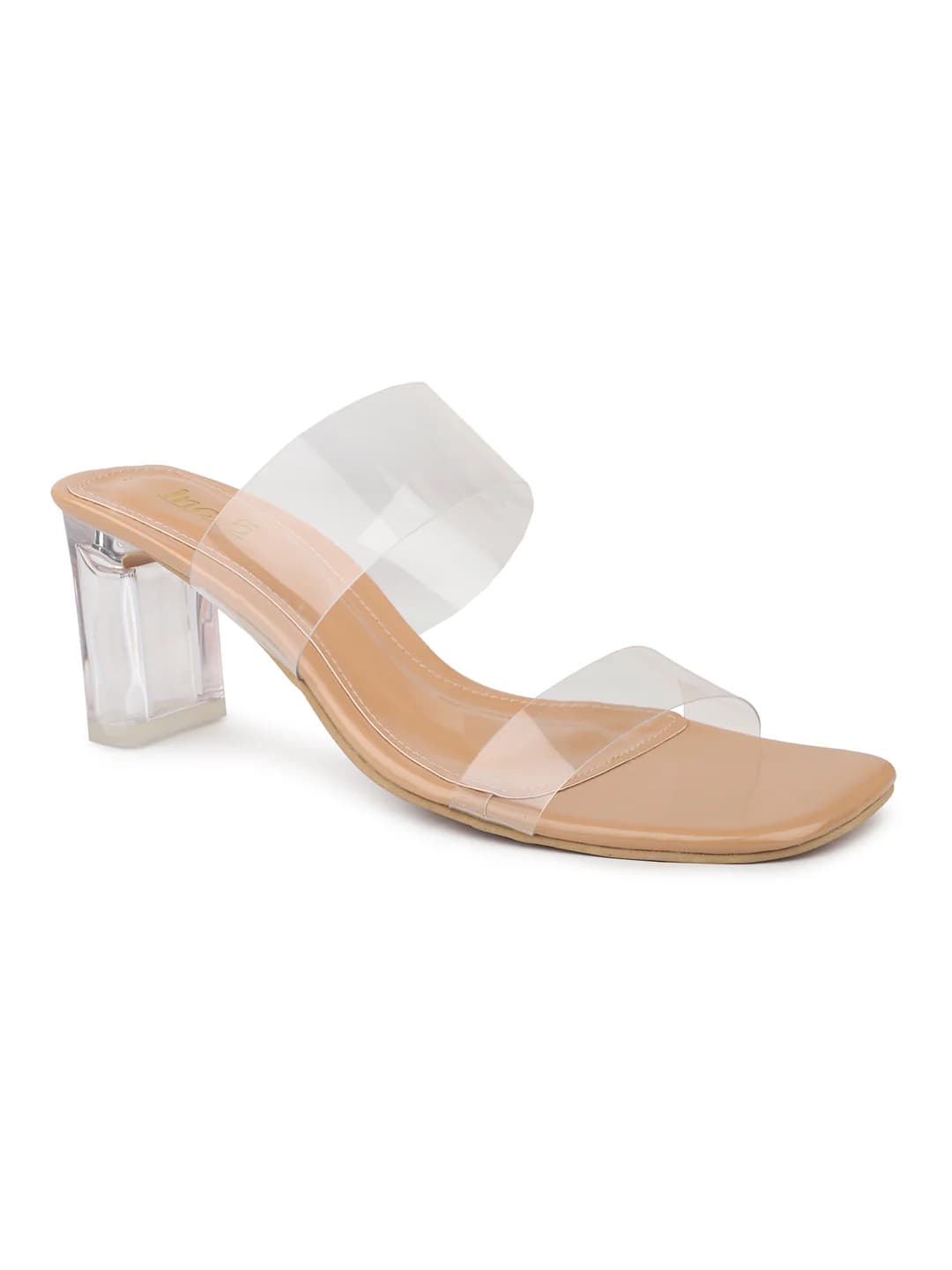 Women's Dark Beige Casual Synthetic Block Heel Slip-Ons Sandals