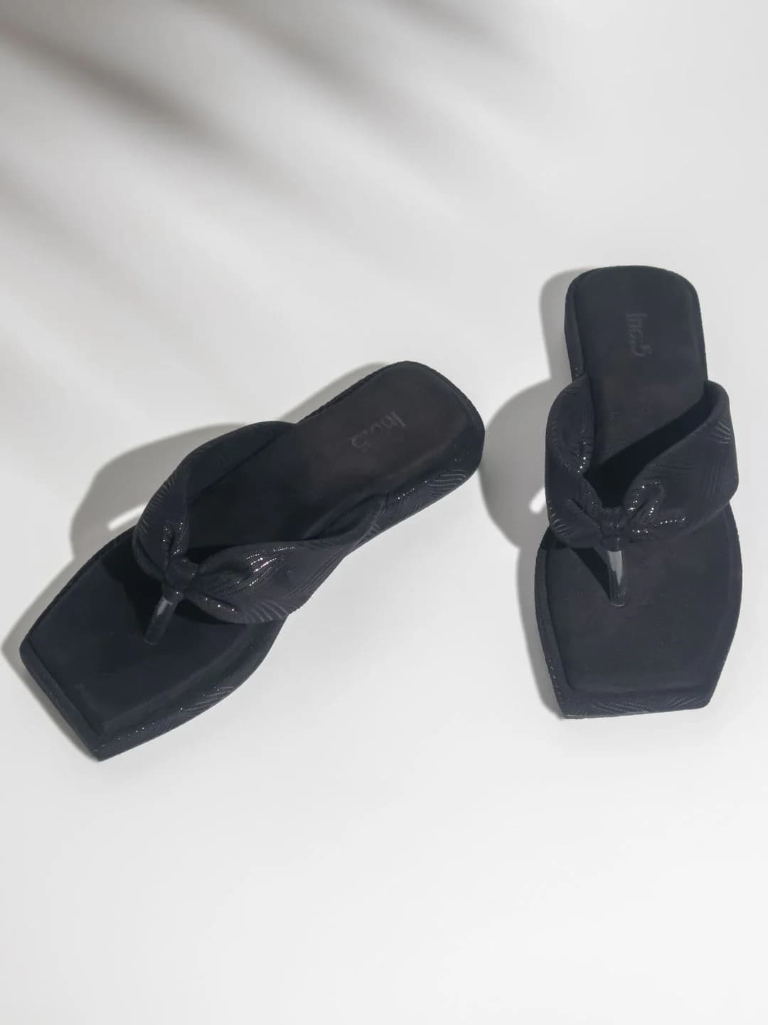 Women's Black Casual Synthetic Flat Slip-Ons Sandals