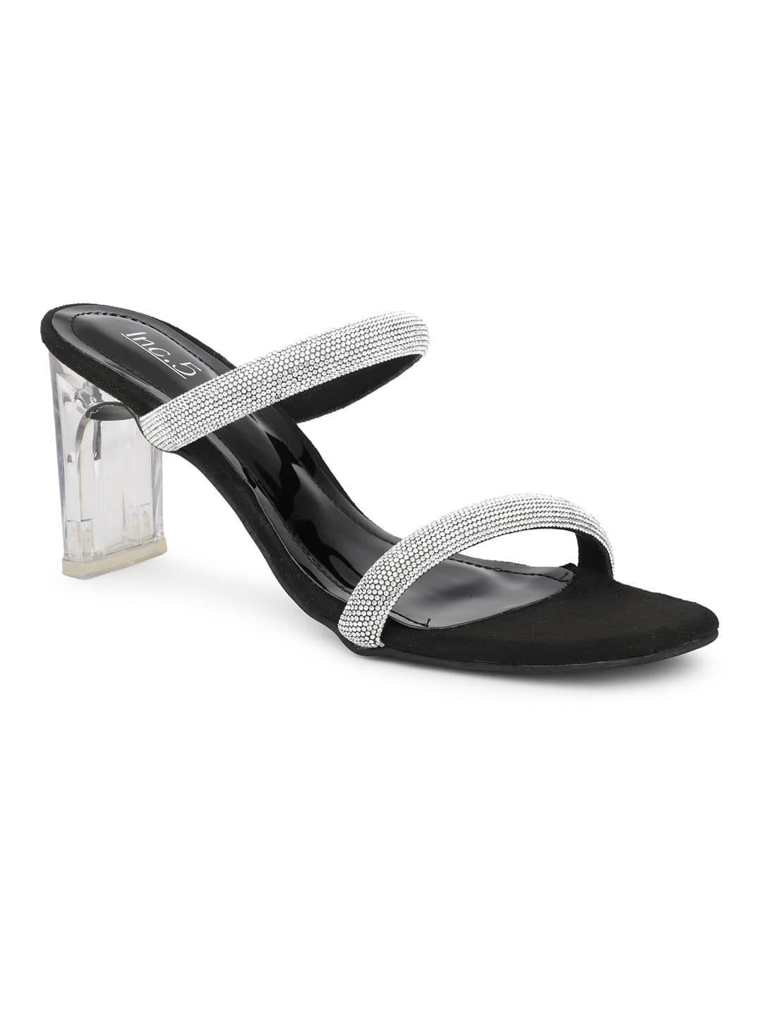 Women's Black Casual Synthetic Block Heel Slip-Ons Sandals
