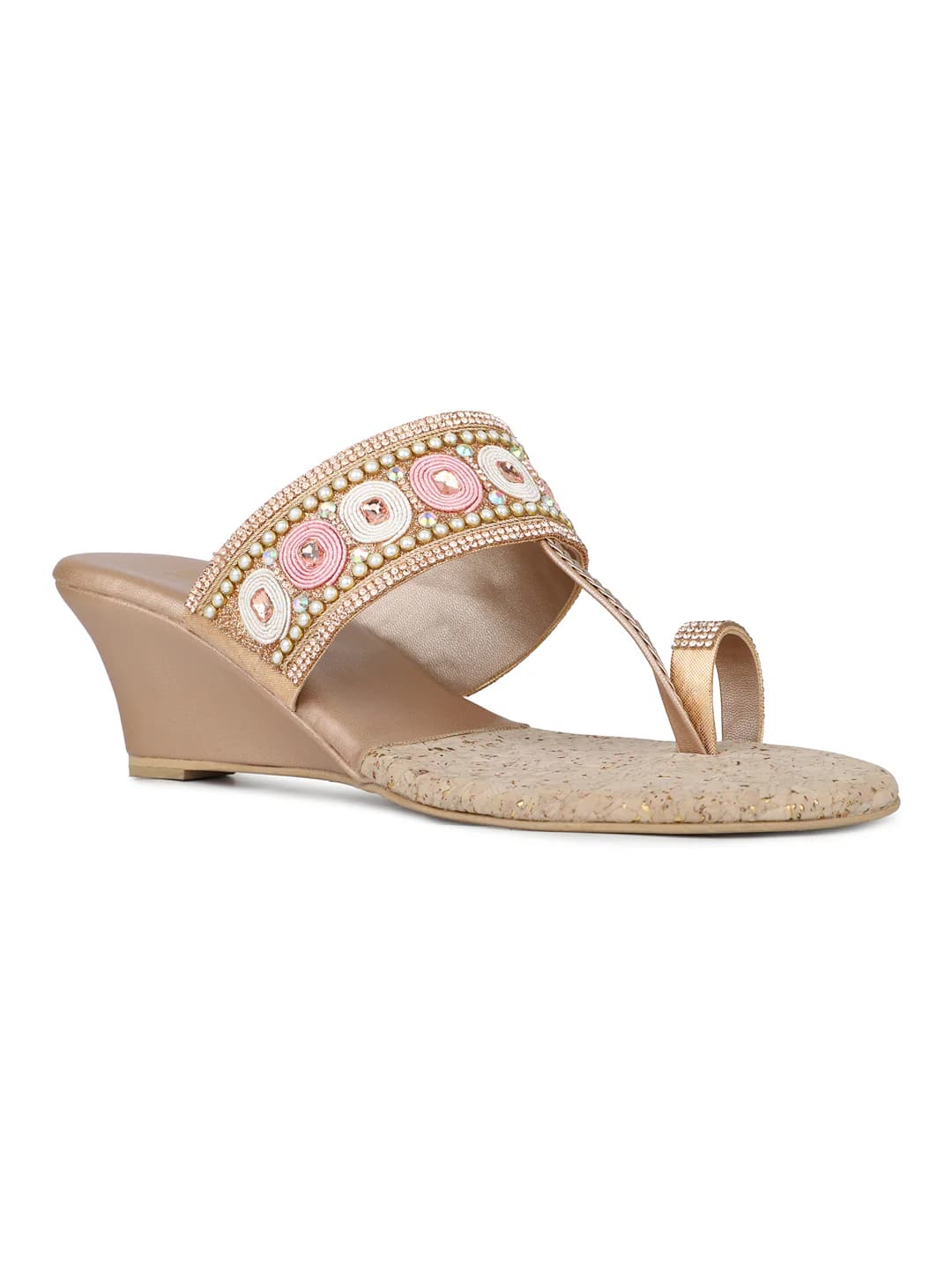 Women's Rose Gold Casual Synthetic Wedge Heel Wedges Sandals