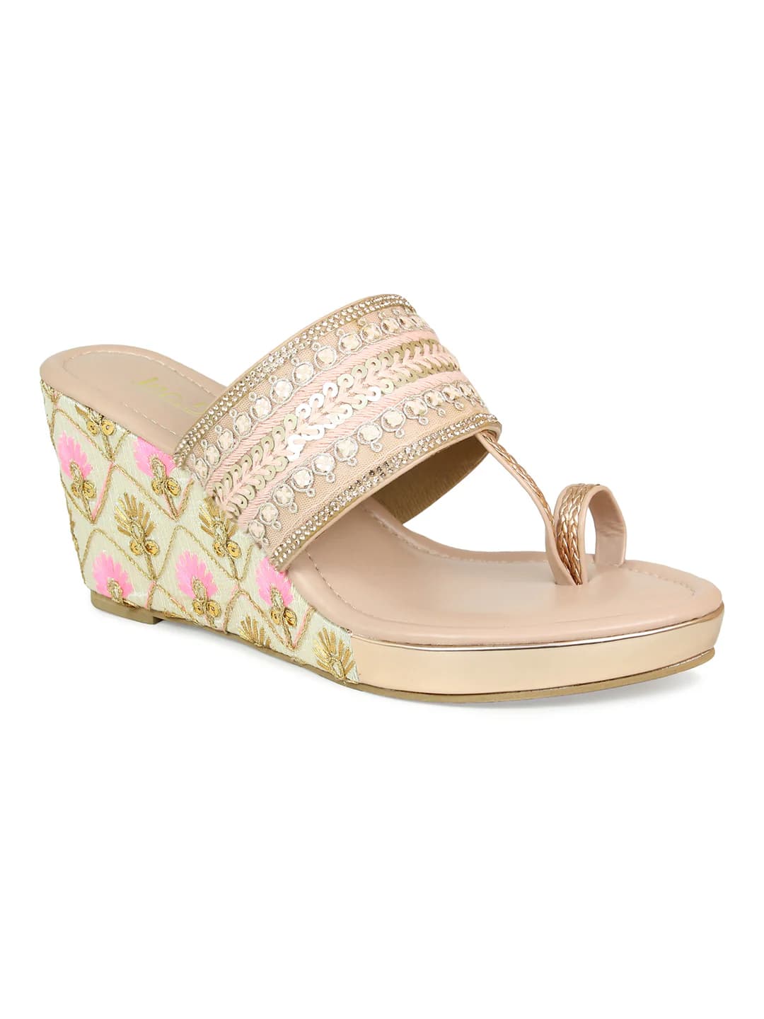 Women's Peach Casual Synthetic Wedge Heel Wedges Sandals