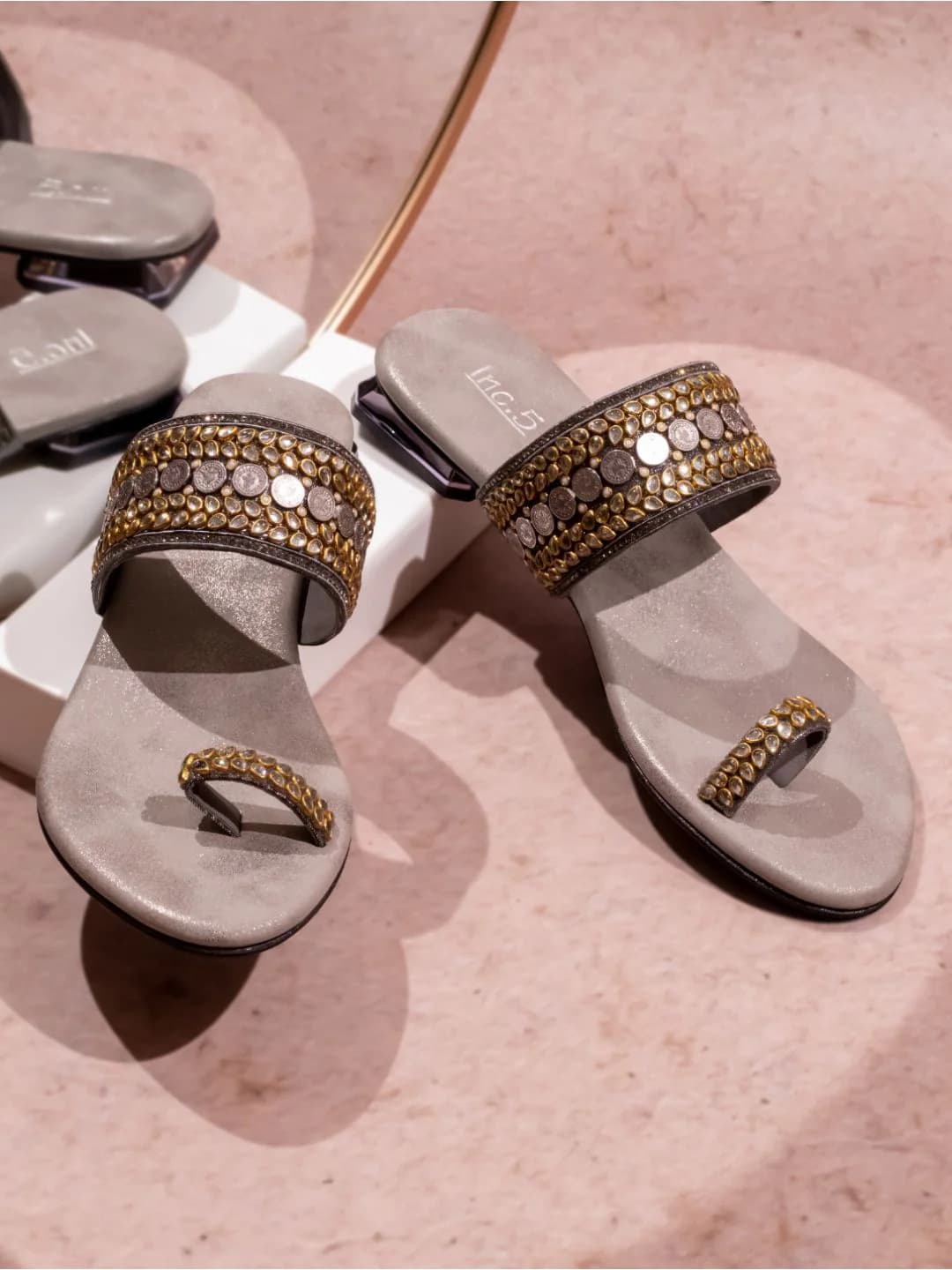 Women's Pewter Casual Synthetic Flat Slip-Ons Sandals