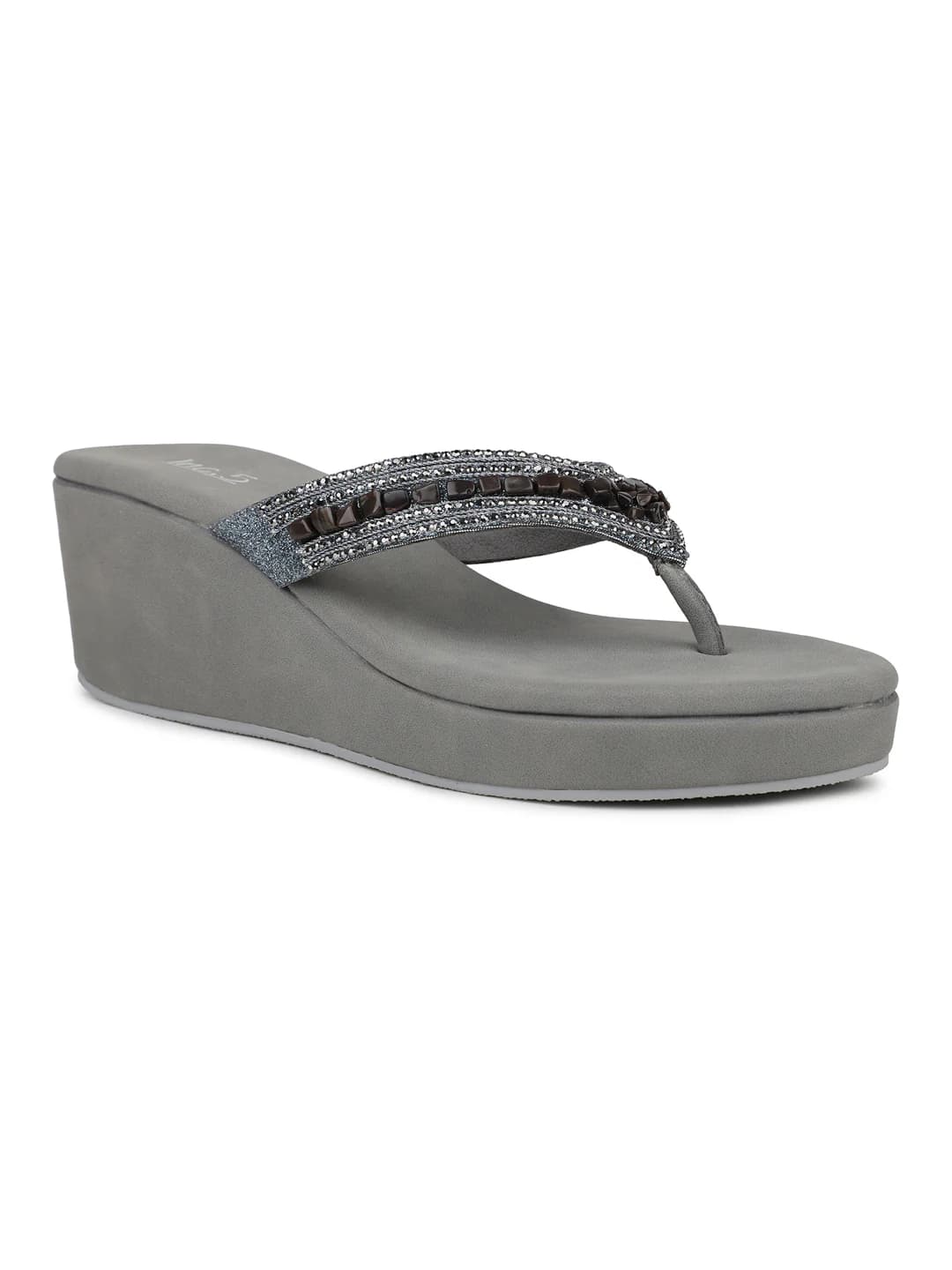 Women's Pewter Casual Synthetic Wedge Heel Platforms Sandals
