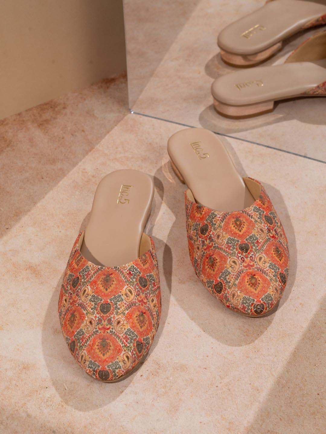Women's Orange Casual Synthetic Slip-Ons Flats