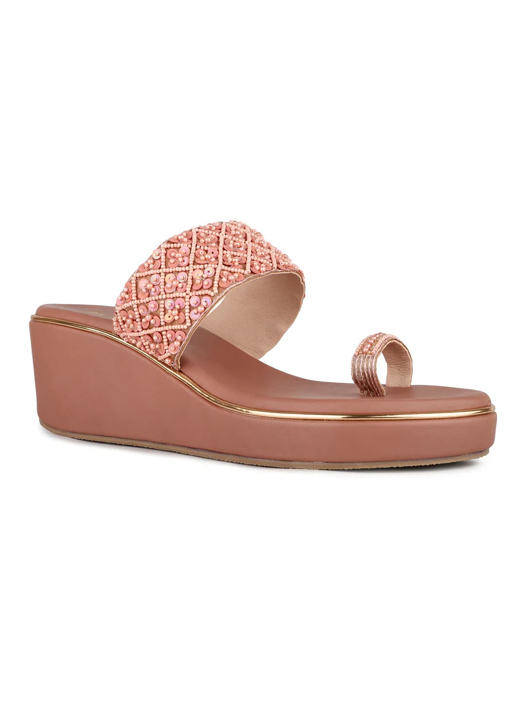 Women's Rose Gold Casual Synthetic Wedge Heel Wedges Sandals