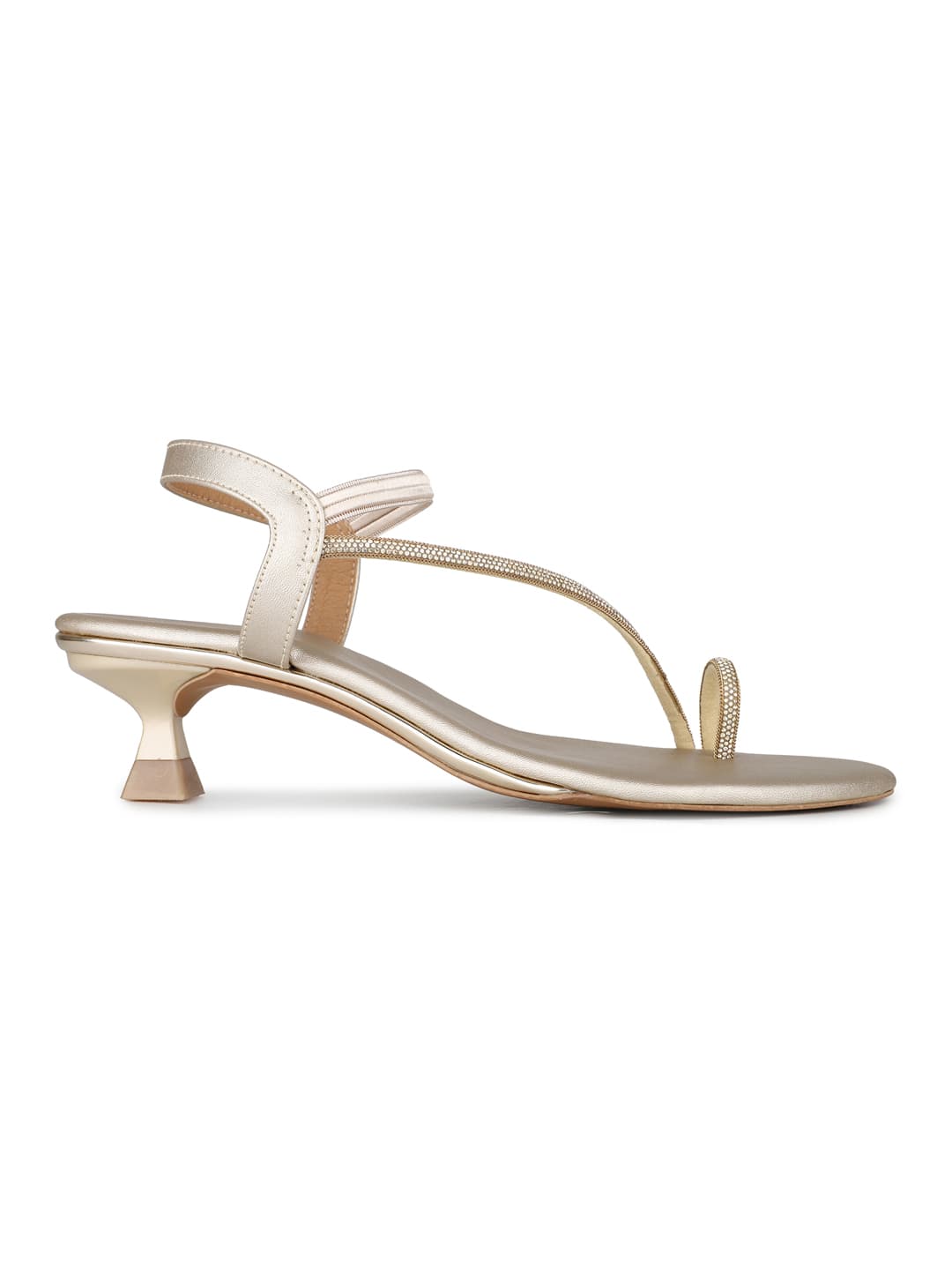 Women's Gold Casual Synthetic Kitten Heel Slip-Ons Sandals
