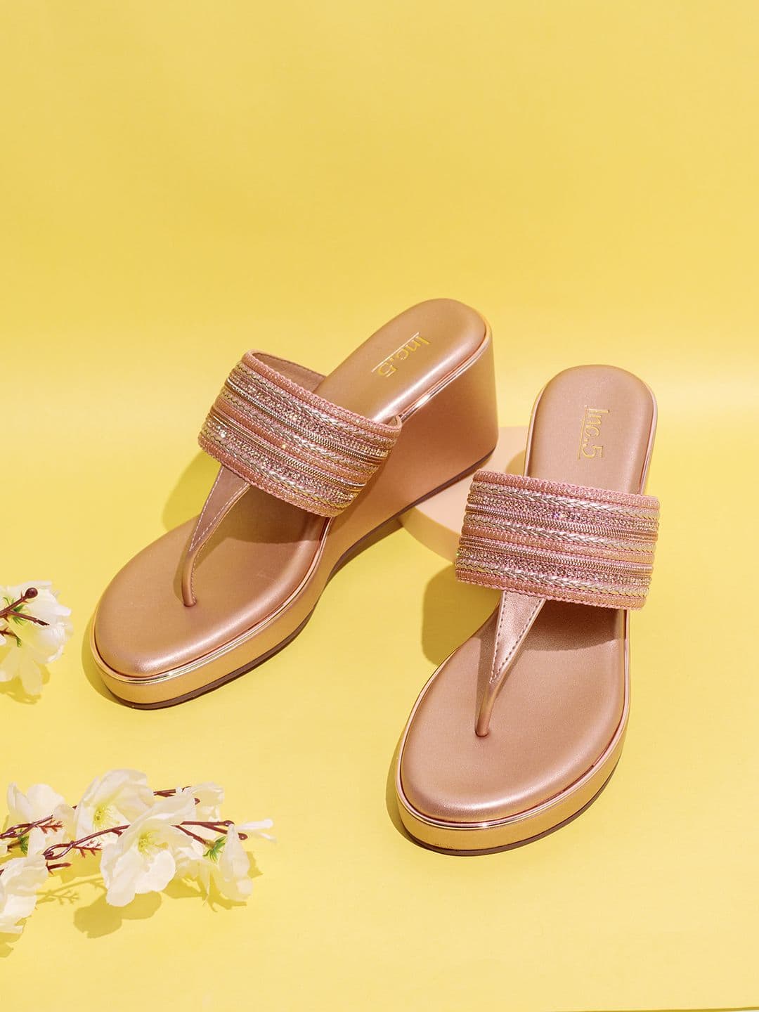 Women's Rose Gold Casual Synthetic Wedge Heel Wedges Sandals