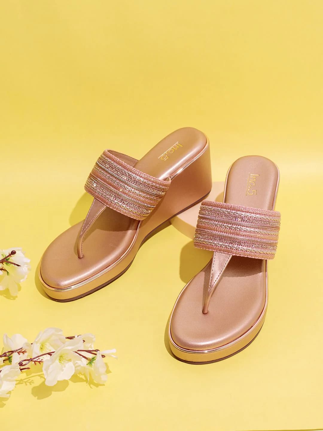 Women's Rose Gold Casual Synthetic Wedge Heel Wedges Sandals