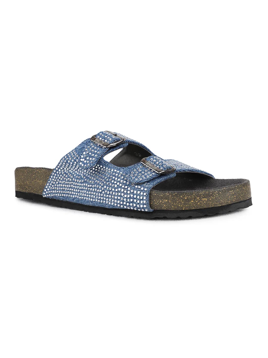 Women's Navy Casual Synthetic Flat Slip-Ons Sandals